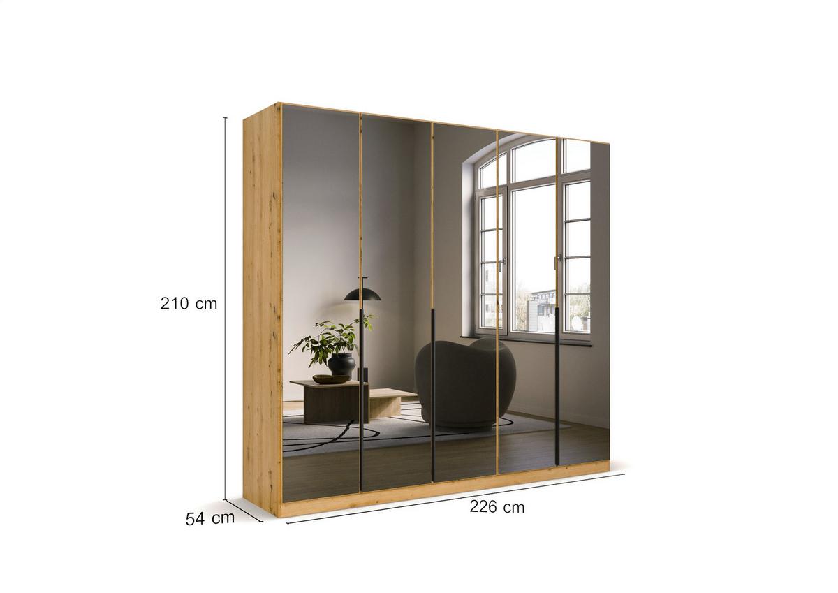 Ormar S Klasičnim Vratima Skyla - siva/hrast Artisan, Moderno, drvni materijal/metal (226/210/54cm) - Modern Living