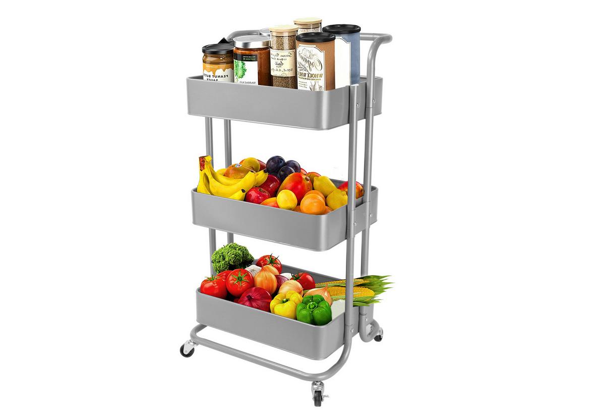Servierwagen Danao in Silberfarben - Silberfarben/Silbereichenfarben, Basics, Metall (43/32/86cm) - Echtwerk