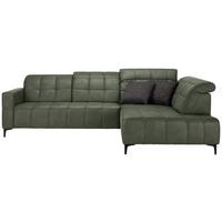 Ecksofa Panama rechts Olivgrün - Schwarz/Olivgrün, KONVENTIONELL, Textil/Metall (304/89-102/216cm) - Premium Living
