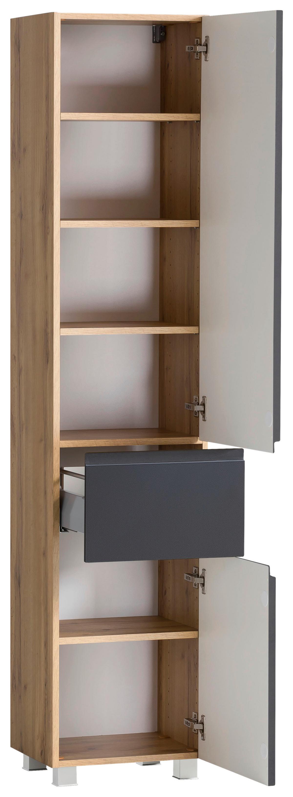 Hochschrank Varese ca. 40x180 cm Grau/Eiche - Eiche Wotan/Grau, MODERN, Holzwerkstoff (40/180/35cm) - Held