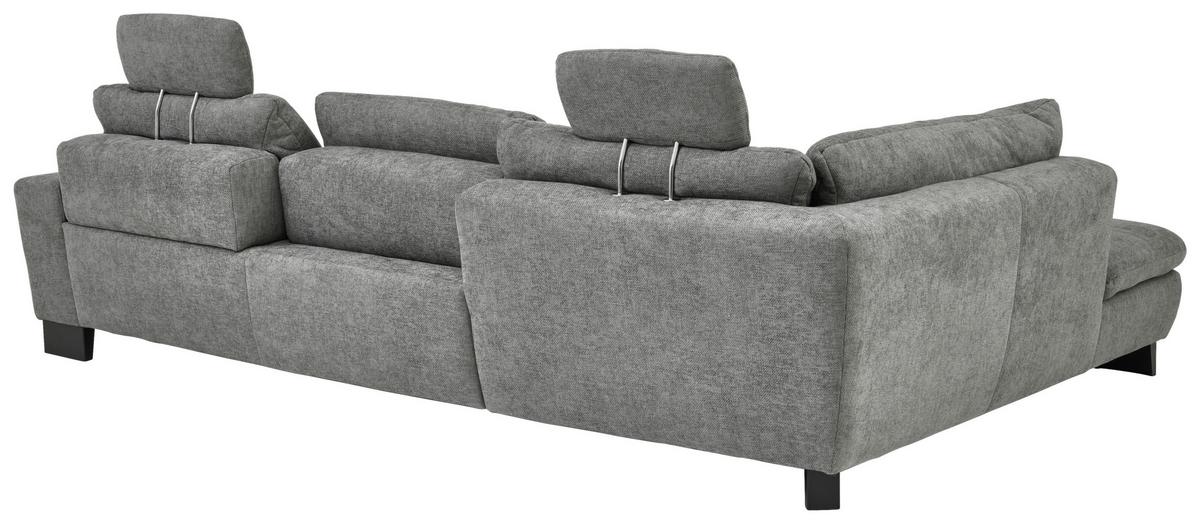 Ecksofa Lando Grau - gris/noir, Modern, textile/métal (197/84/289cm) - Premium Living