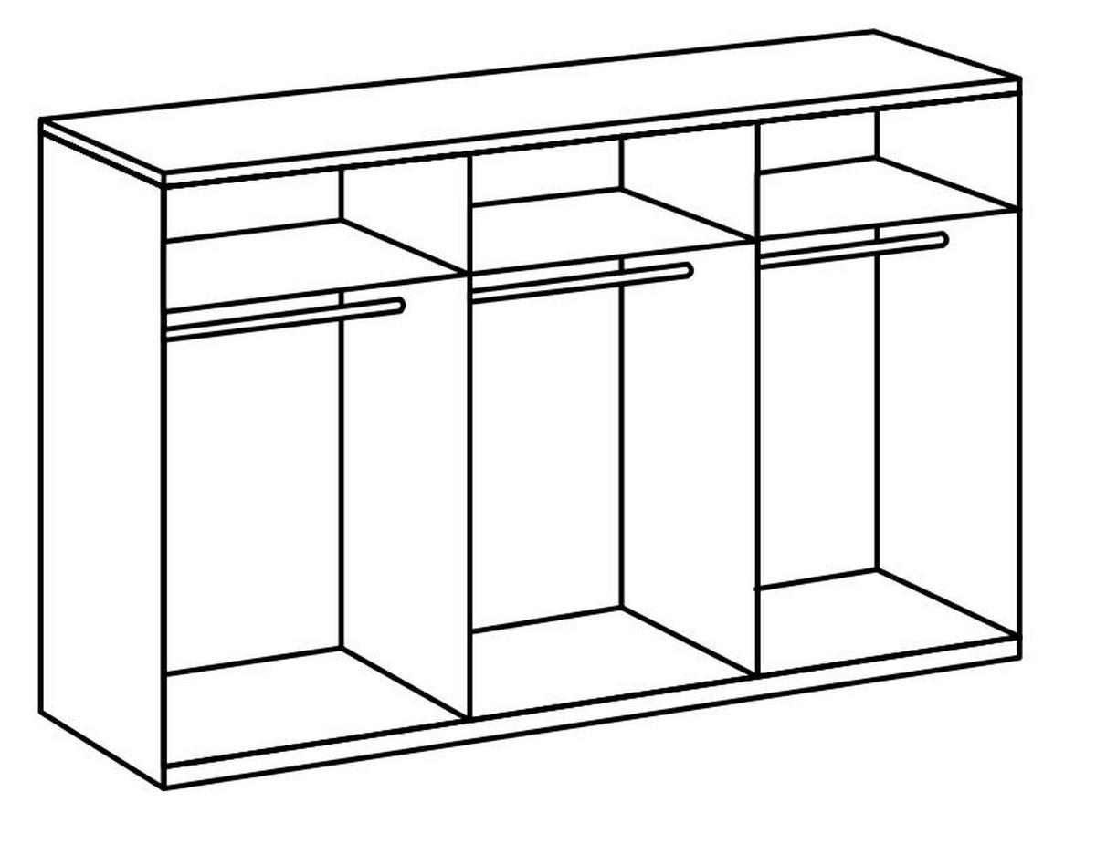 Drehtürenschrank Level 36A mit Spiegel ca. 300 cm Eiche/Weiß - Chromfarben/Eichefarben, MODERN, Holzwerkstoff (300/216/58cm) - MID.YOU