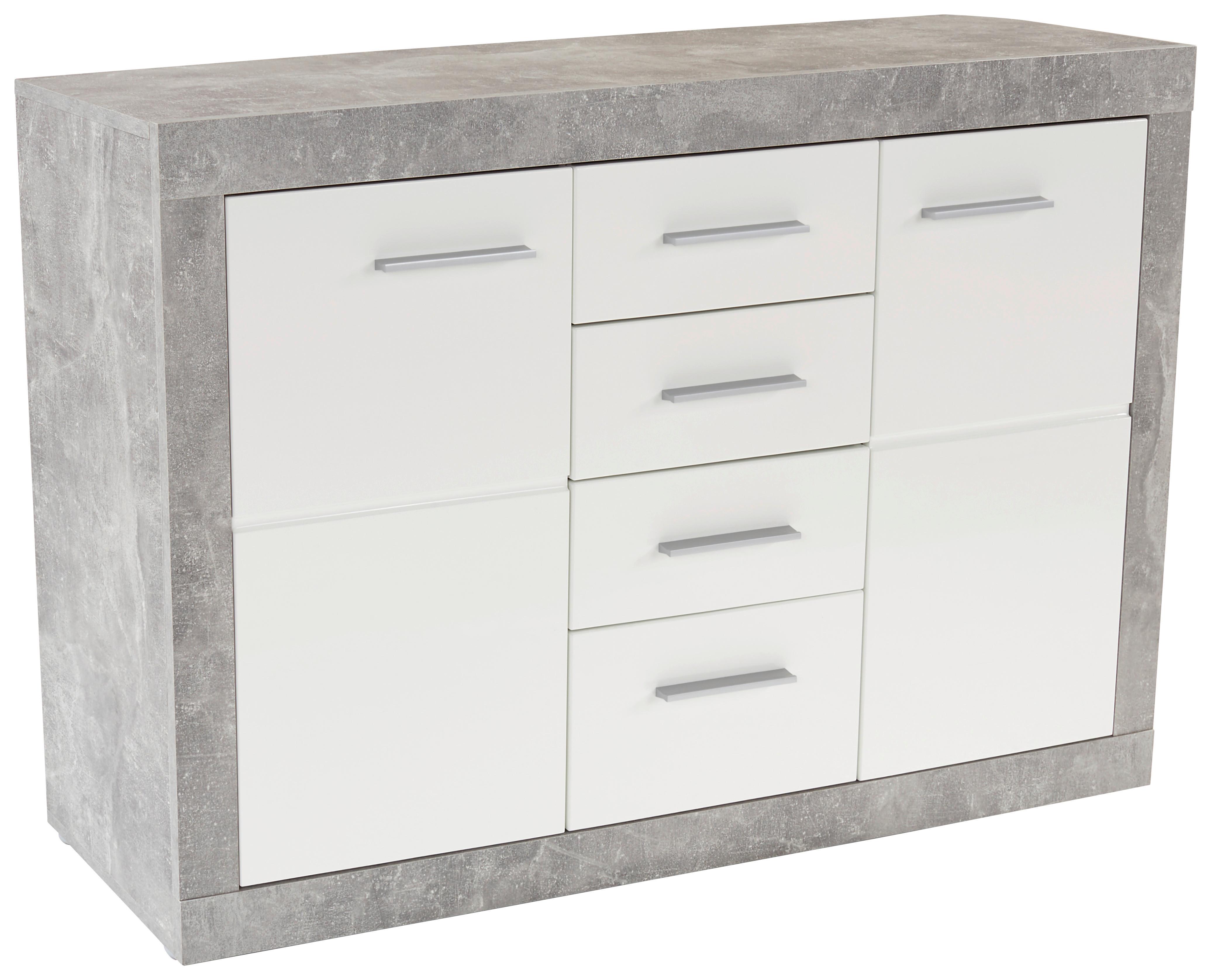 Komoda Malta - bijela/siva, Moderno, drvni materijal/plastika (138/86/35cm) - Modern Living