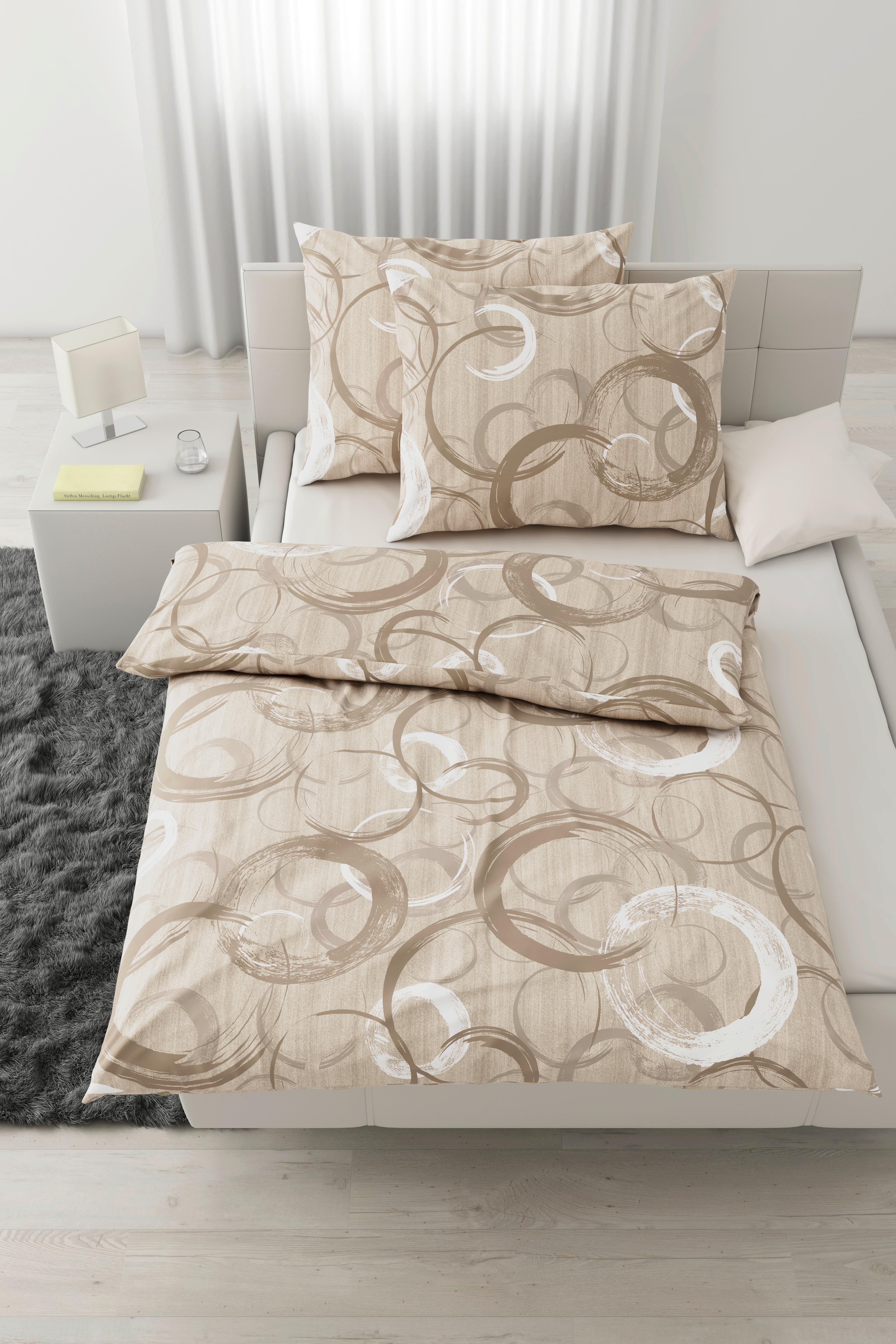 Lenjerie De Pat New Circles Cca. 200x220/2x50x70 Cm - bej, textil (200/220cm) - Modern Living