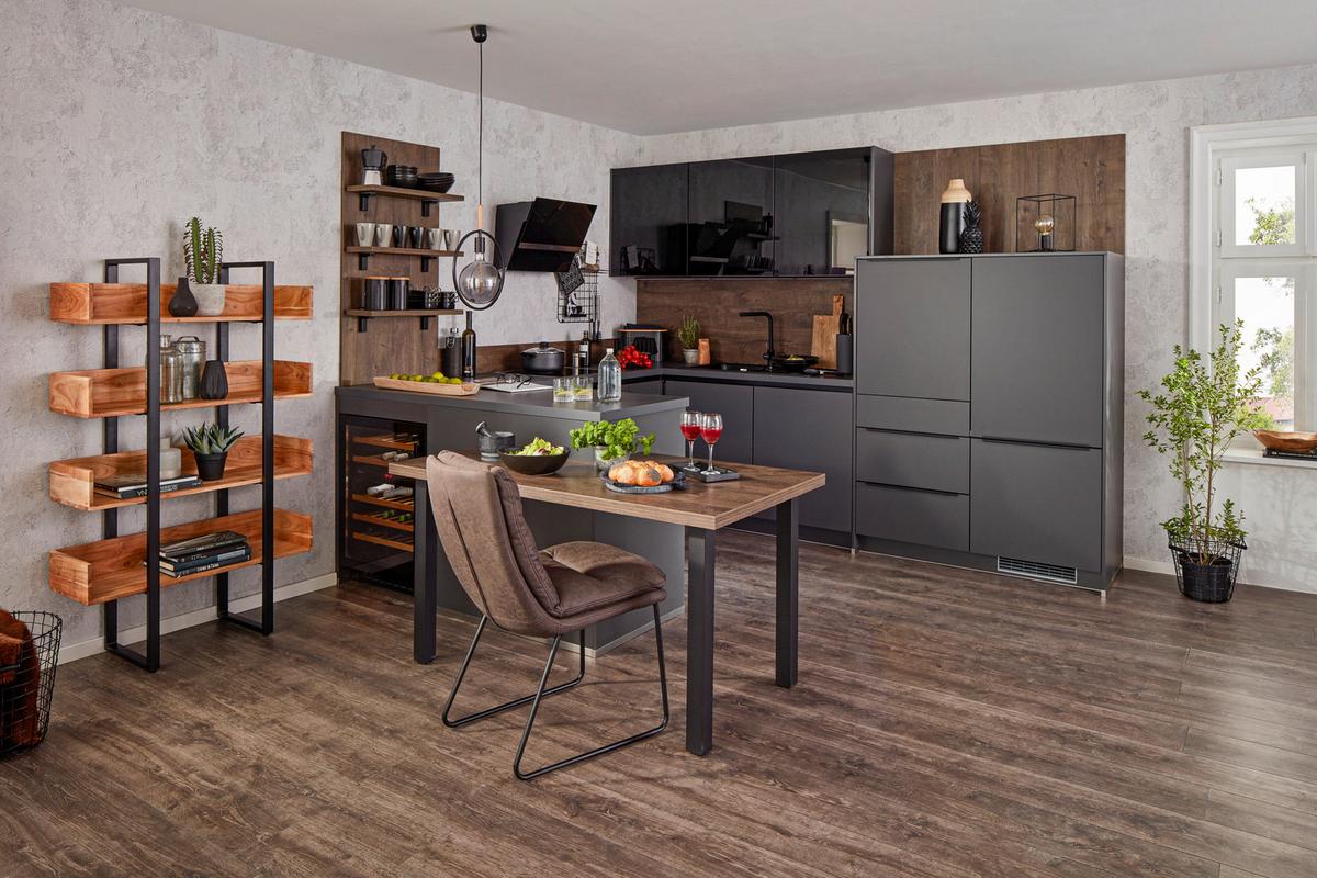Einbauküche IP3150 - Graphitfarben, MODERN, Holzwerkstoff (255/305cm) - Impuls