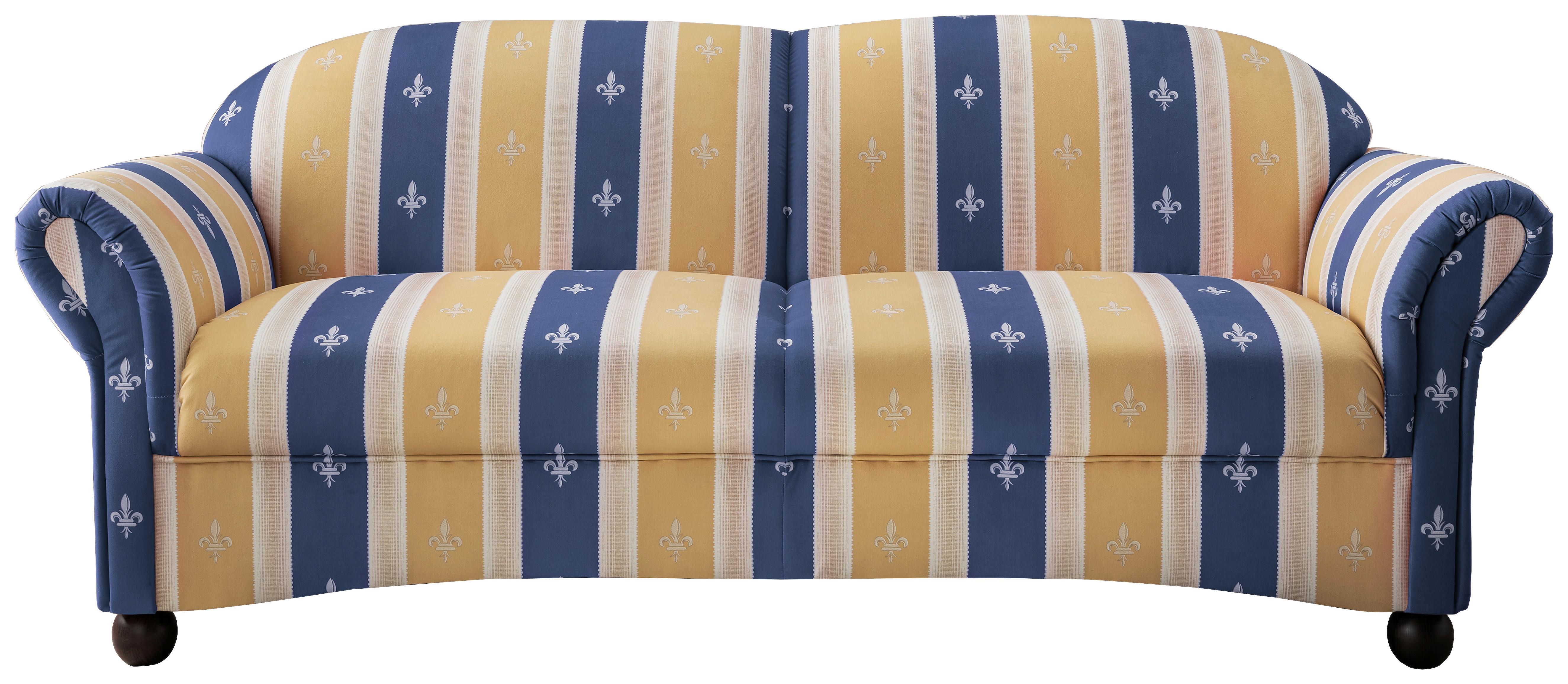 Sitzgarnitur Torello Blau Mikrofaser - Blau/Wengefarben, KONVENTIONELL, Holz/Textil (439/84/80cm) - Livetastic