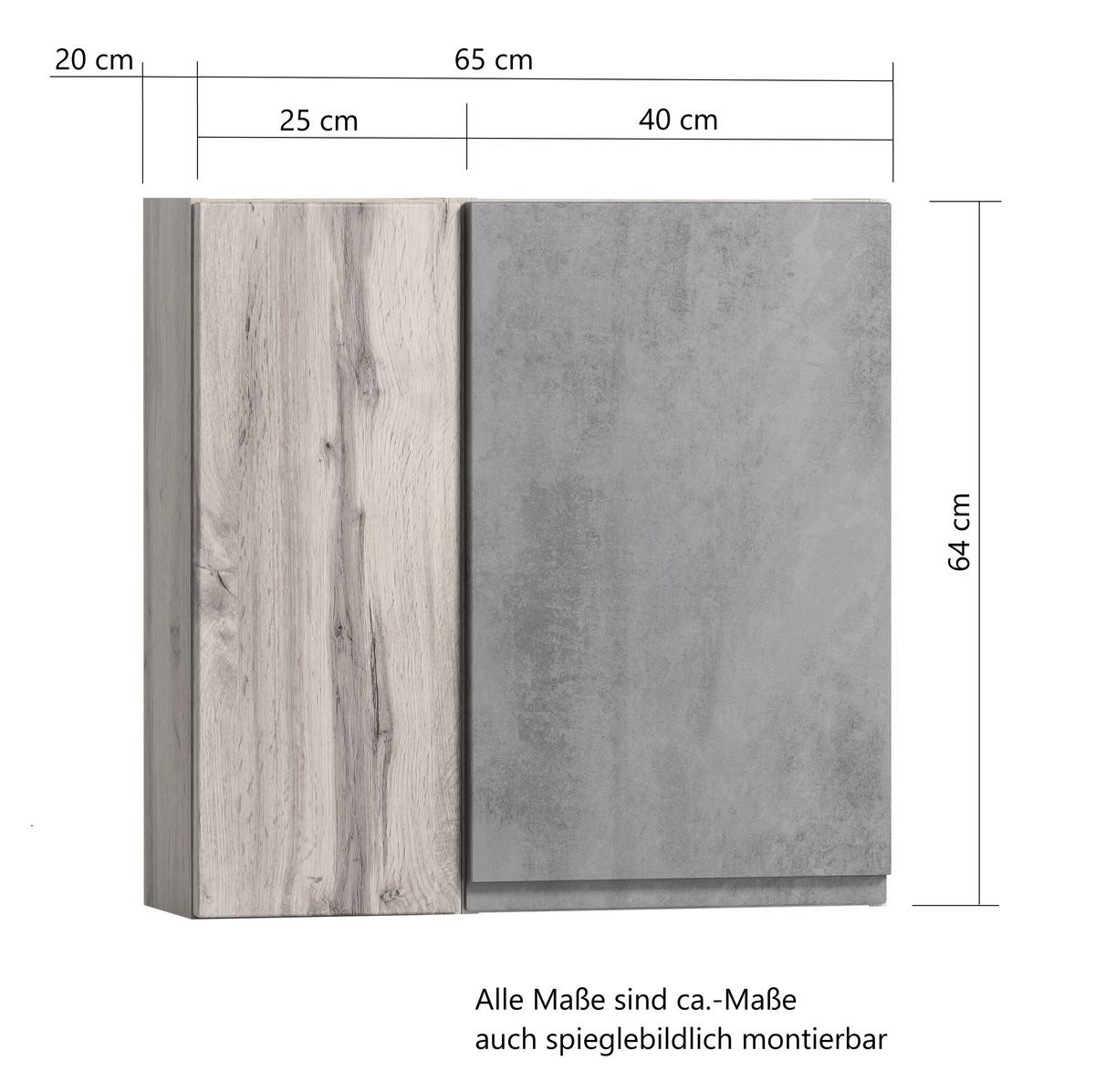 Hängeschrank Varese ca. 65x64 cm Hellgrau/Eiche - Eiche Wotan/Hellgrau, MODERN, Holzwerkstoff (65/64/20cm) - Held