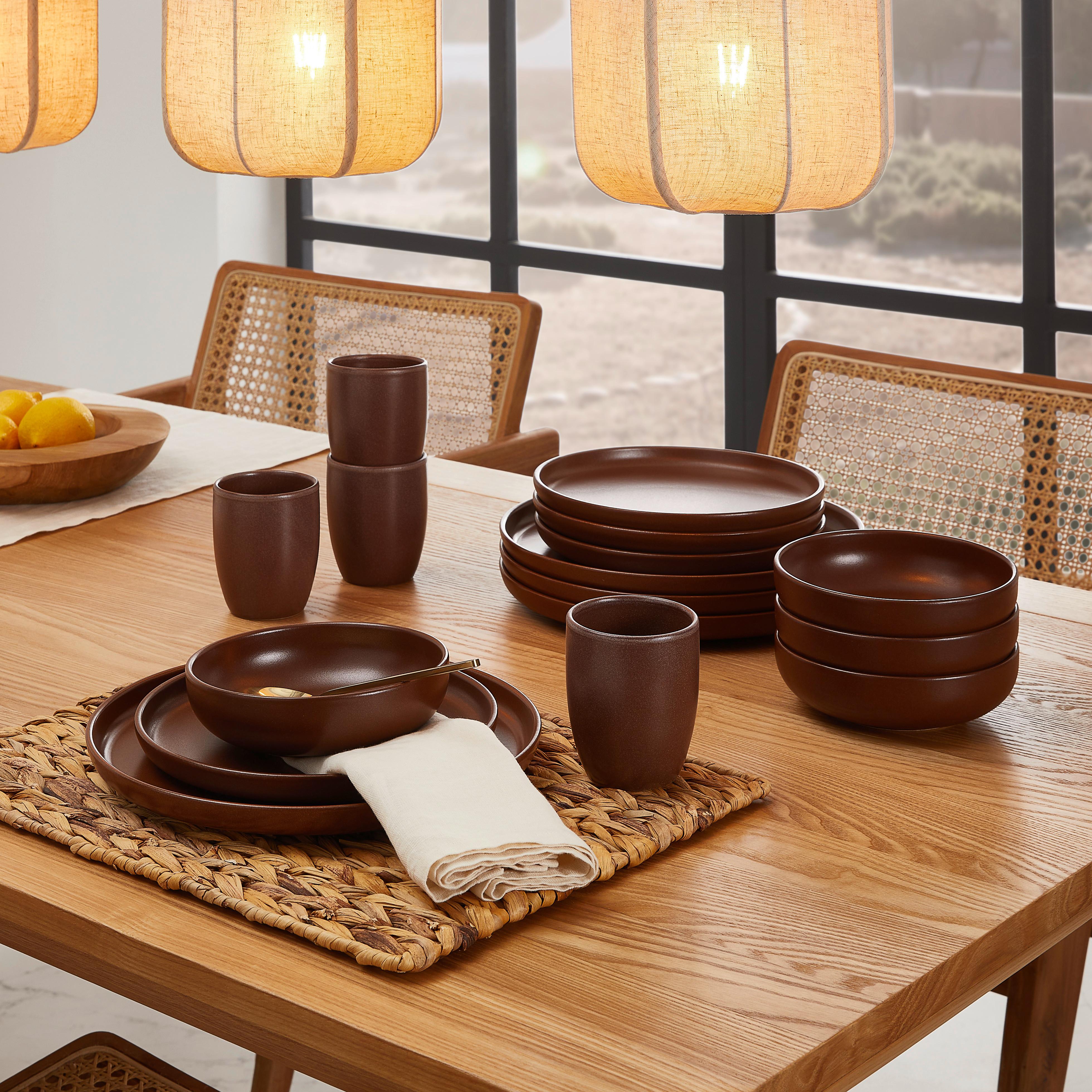 SERWIS OBIADOWO-ŚNIADANIOWY UNO BRAUN - brązowy, Trend, ceramika (43/40/37cm) - Creatable