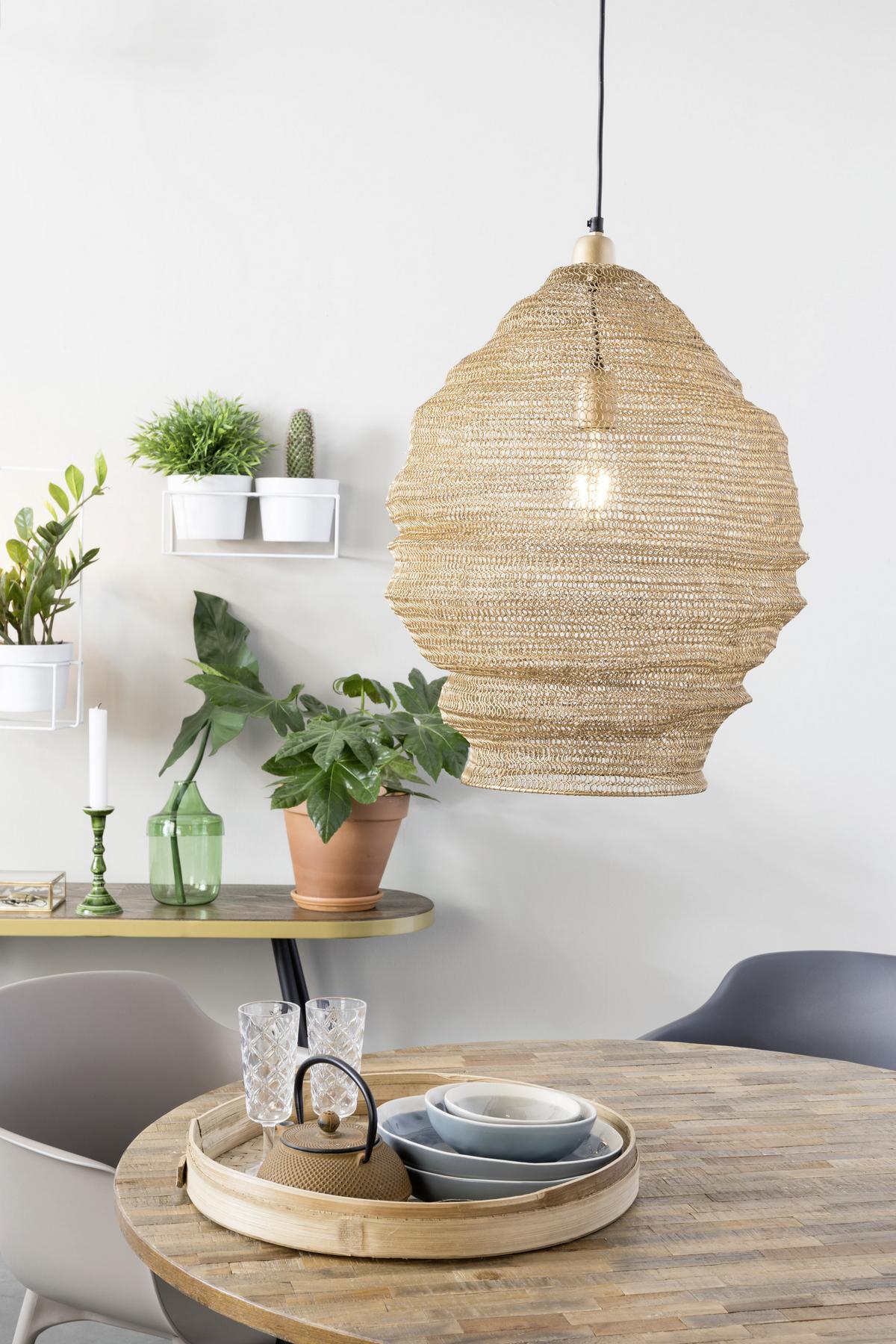 LAMPA WISZĄCA PENDANT LAMP LENA L BRASS - kolor mosiężny, Design, metal (48/158cm) - Zuiver