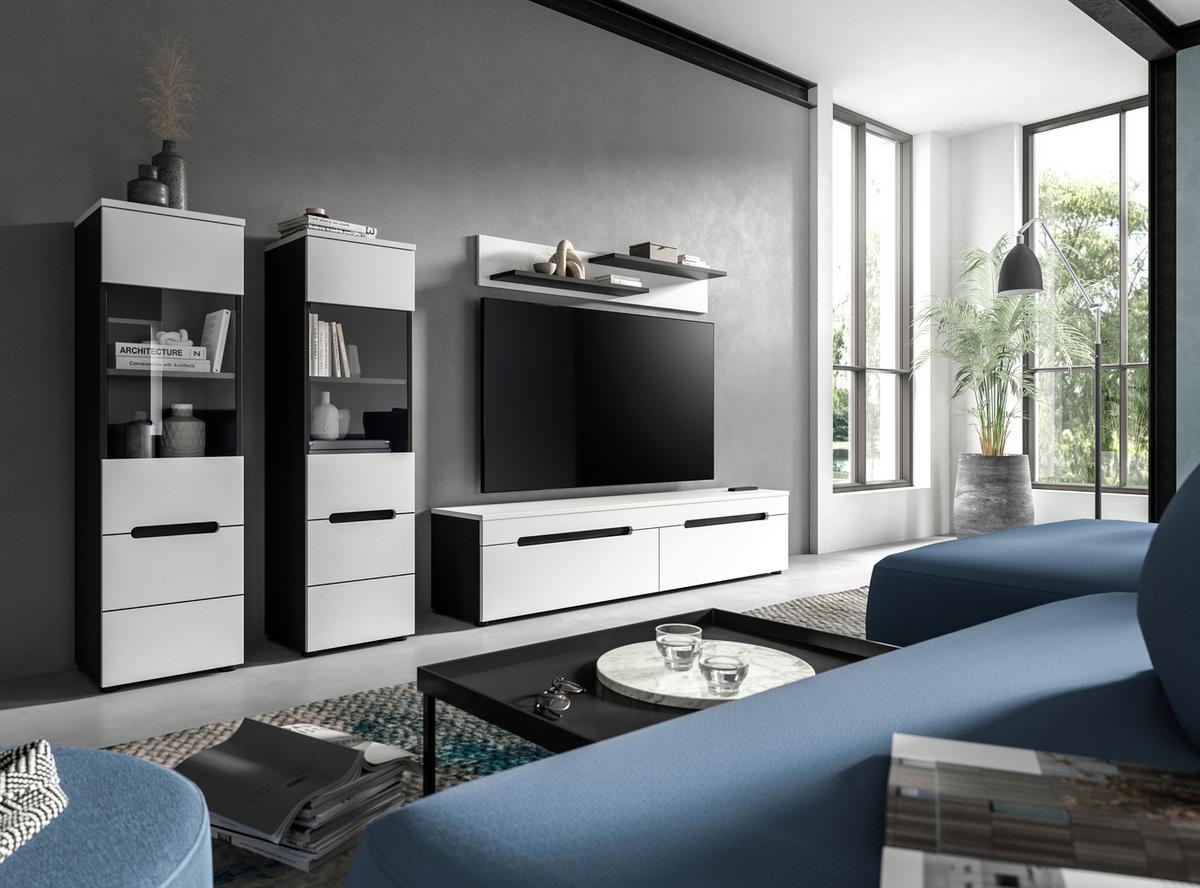 Dnevni Regal Canu, Bela, Siva, 4-Delni - črna/bela, Design, umetna masa/leseni material (272/141/33cm) - Livetastic