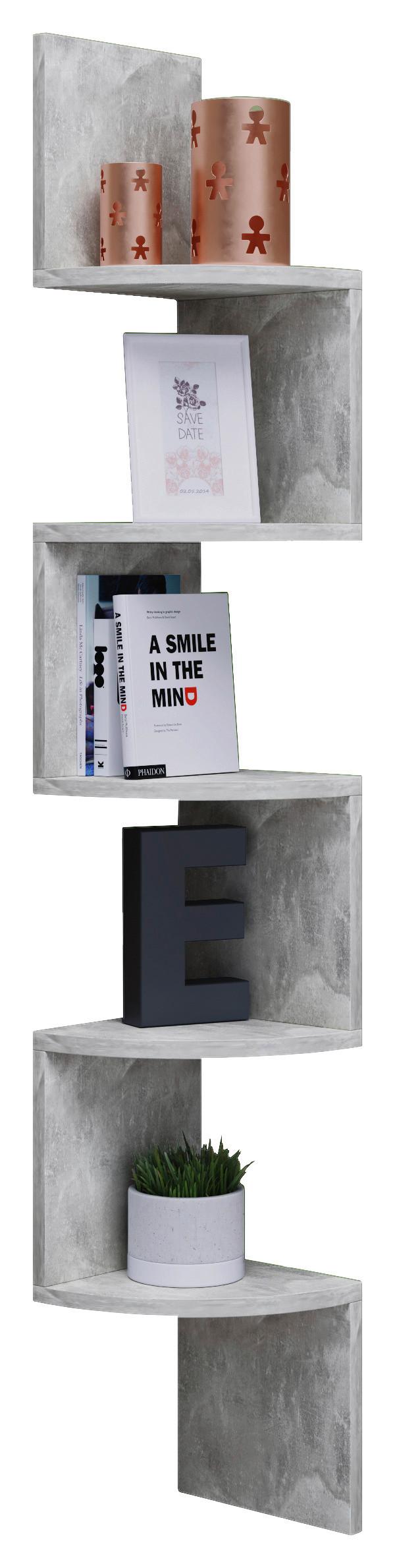 Eckregal Mintis - Grau, Basics, Holzwerkstoff (19,6/123,6/19,6cm) - MID.YOU