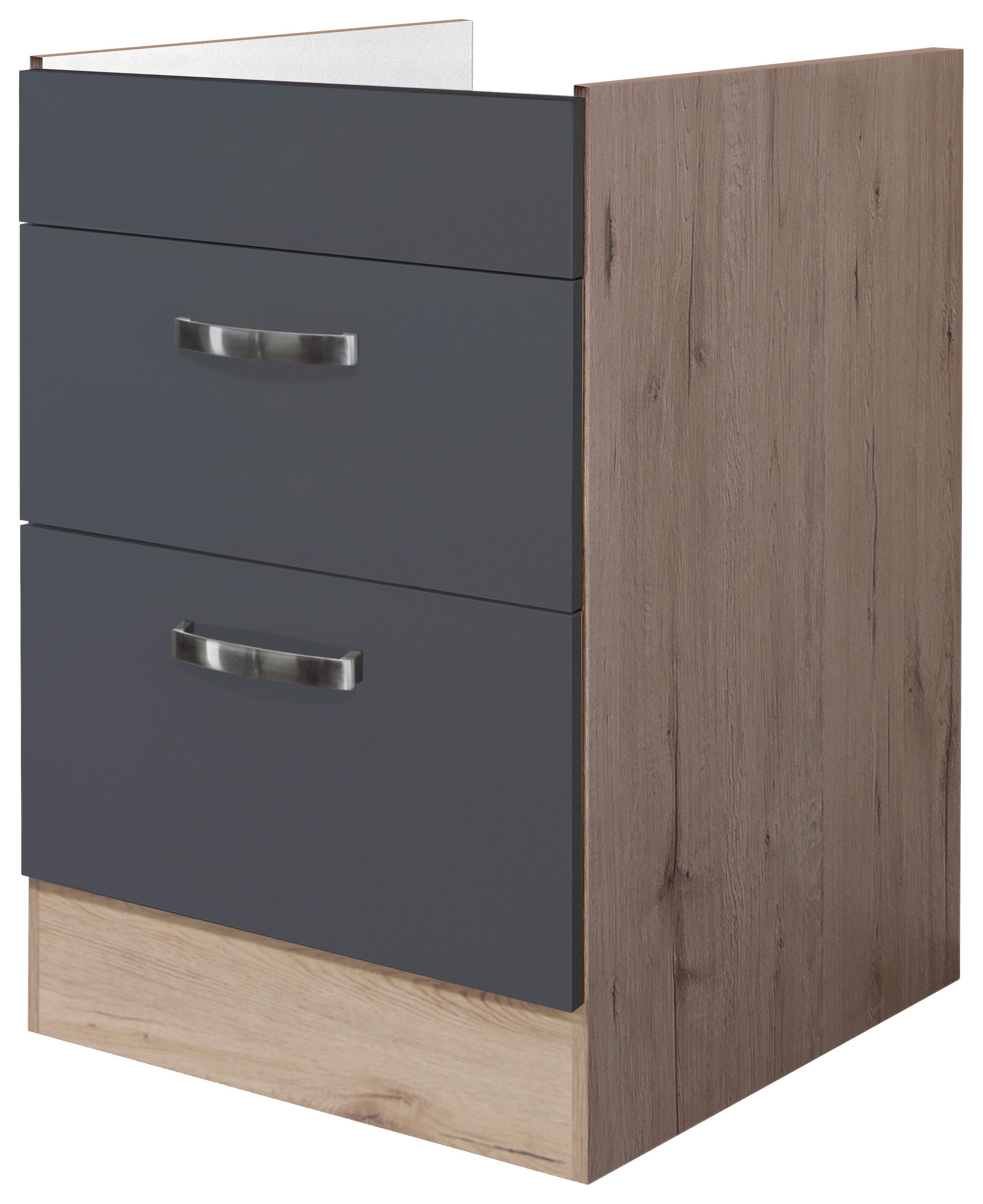 Schubkastenunterschrank Shadow ca. 60x82x57 cm Grau/Eiche - Edelstahlfarben/Dunkelgrau, MODERN, Holzwerkstoff/Metall (60/82/57cm) - FlexWell