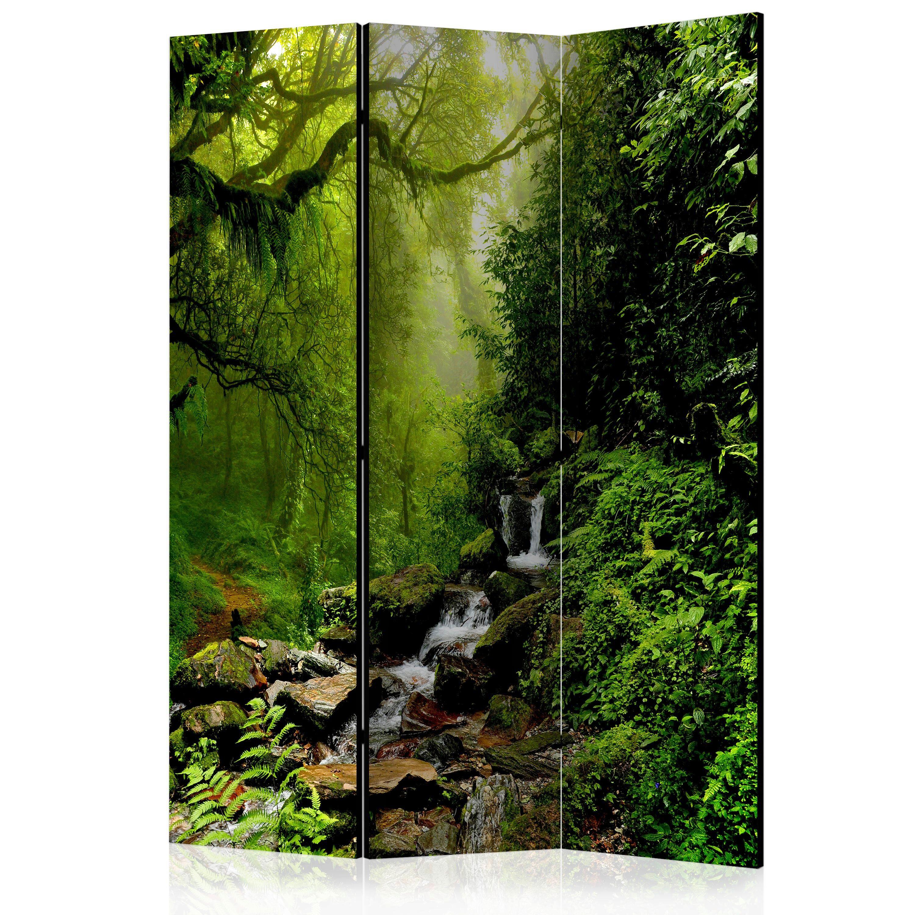 Paravan The Fairytale Forest, 3-Delni, Enostranski - zelena/temno zelena, Basics, tekstil/les (135/172/3cm) - artgeist