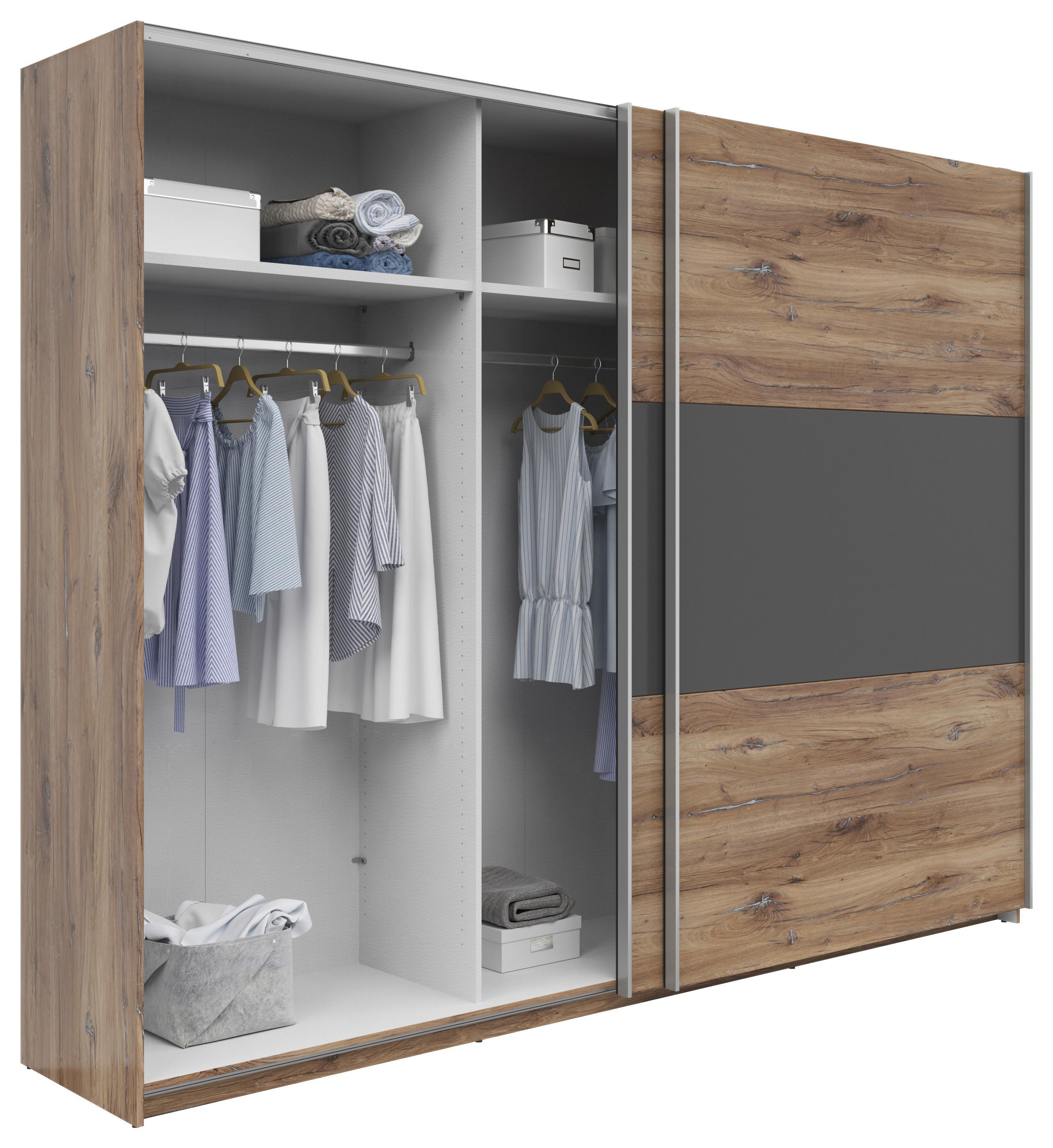 Ormar S Kliznim Vratima Saturn - hrast tamni/boje grafita, Konvencionalno, drvni materijal/metal (270/210/59cm) - Based