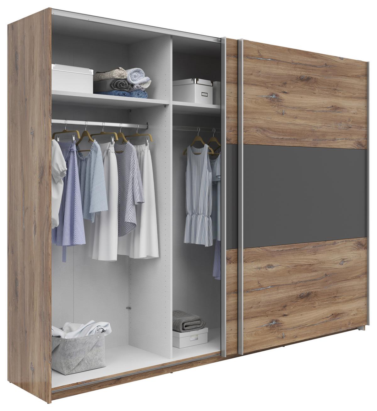 Ormar S Kliznim Vratima Saturn - hrast tamni/boje grafita, Konvencionalno, drvni materijal/metal (270/210/59cm) - Based