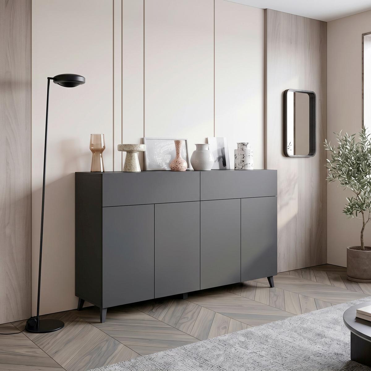 Tálalószekrény Phuket Sideboard 160 - fekete, Design, faalapú anyag (160/95,4/39cm) - P & B
