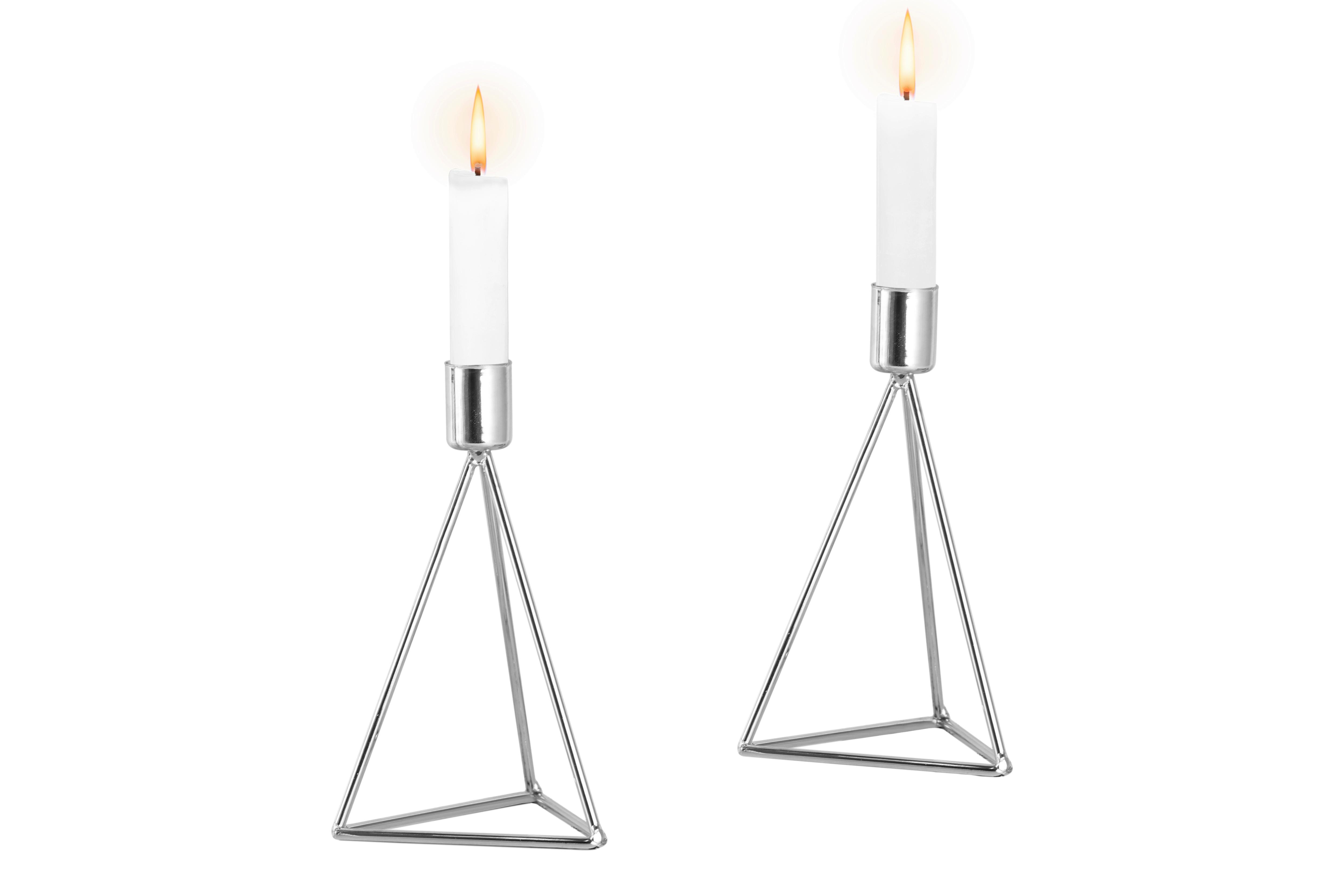 Kerzenhalter-Set Silberfarben 2-teilig - Silberfarben, Basics, Metall (9,5/16,5cm) - Echtwerk