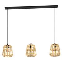 Hängeleuchte 390153_montezuelo - Schwarz/Naturfarben, Natur, Holz/Metall (129/24/150cm) - Eglo