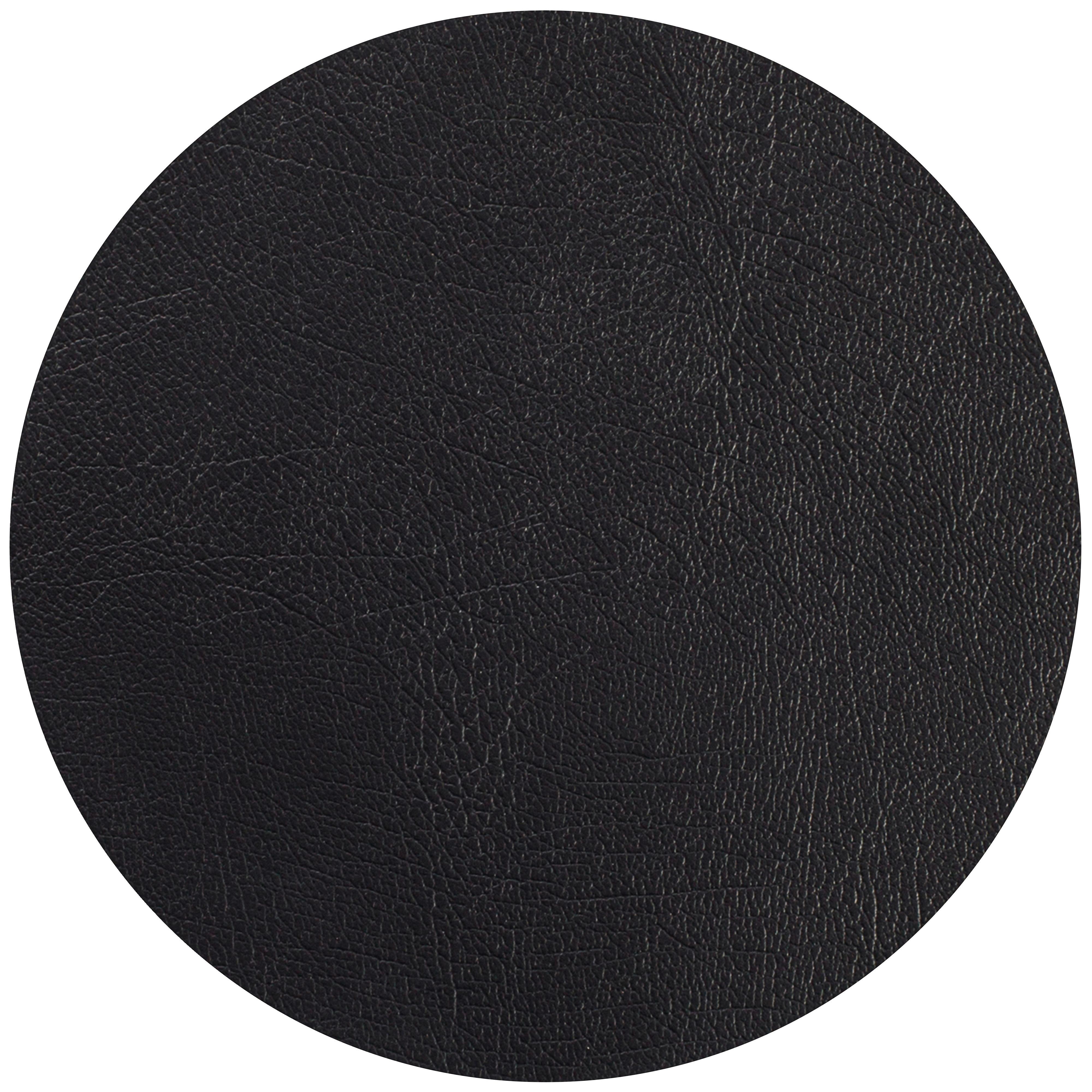 Untersetzer Jette aus Leder Ø ca. 10cm - Schwarz, Leder (10cm) - Premium Living
