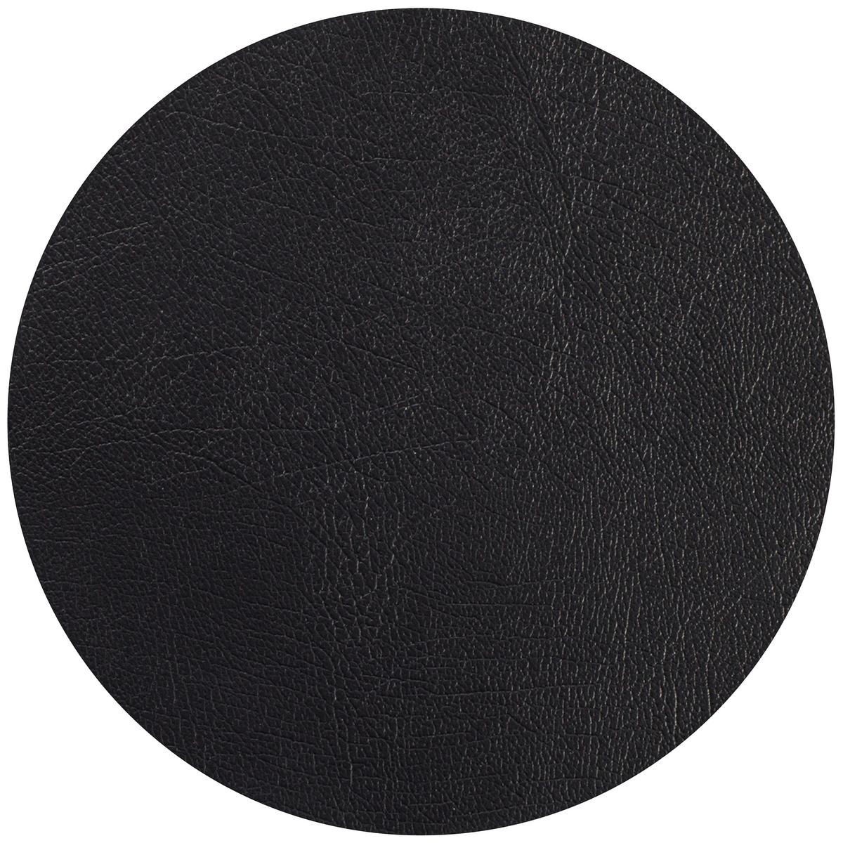 Untersetzer Jette aus Leder Ø ca. 10cm - Schwarz, Leder (10cm) - Premium Living