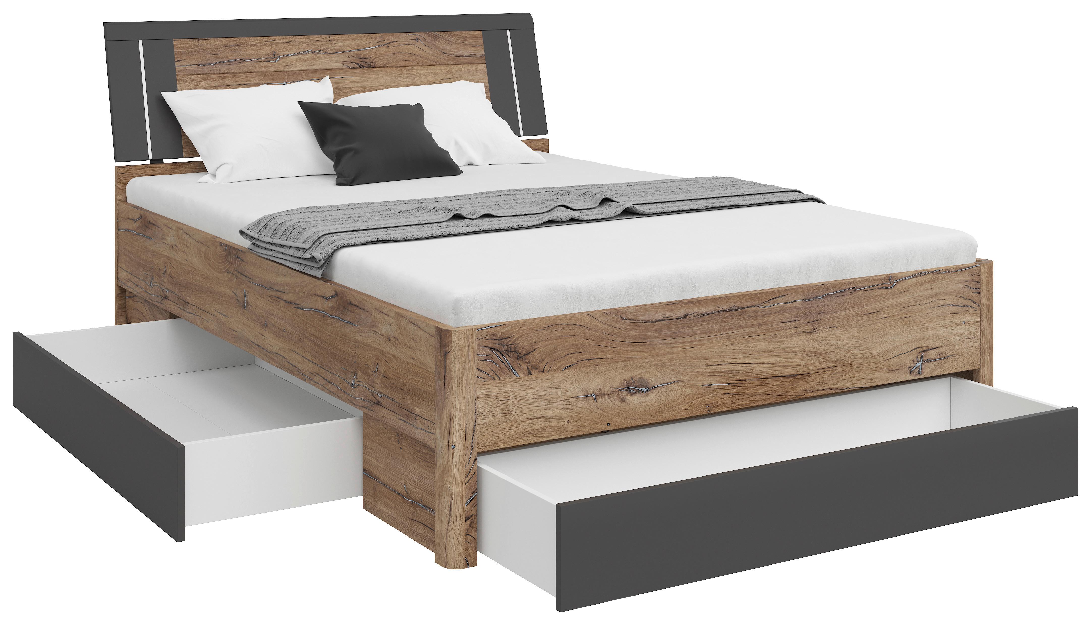 PAT CU SPAțIU DE DEPOZITARE SATURN 140 - alb/culoare lemn stejar, Konventionell, material pe bază de lemn (140/200cm)