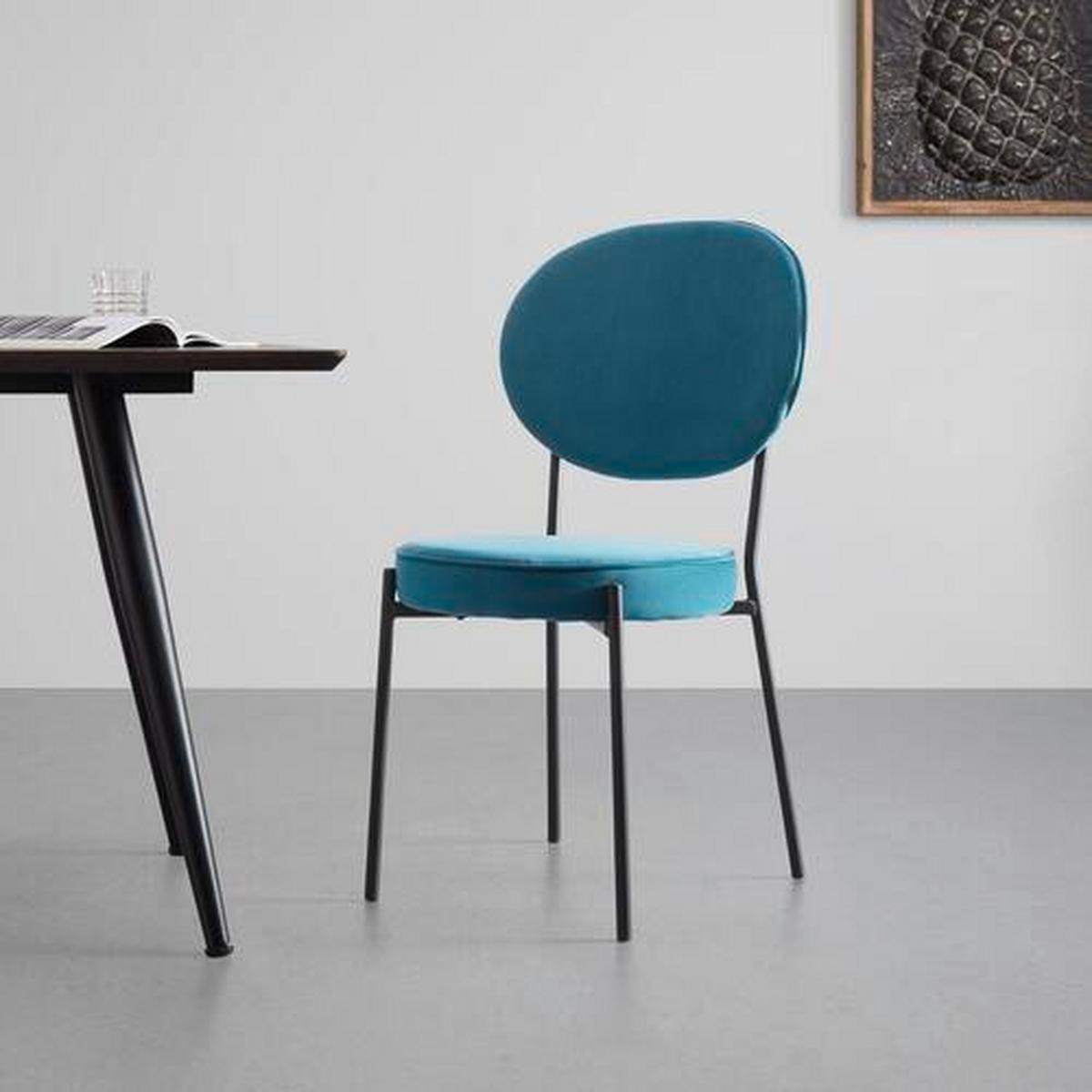 KRZESŁO FLORENTIN - turkusowy/czarny, Modern, metal/drewno (45/92/57cm) - Bessagi Home