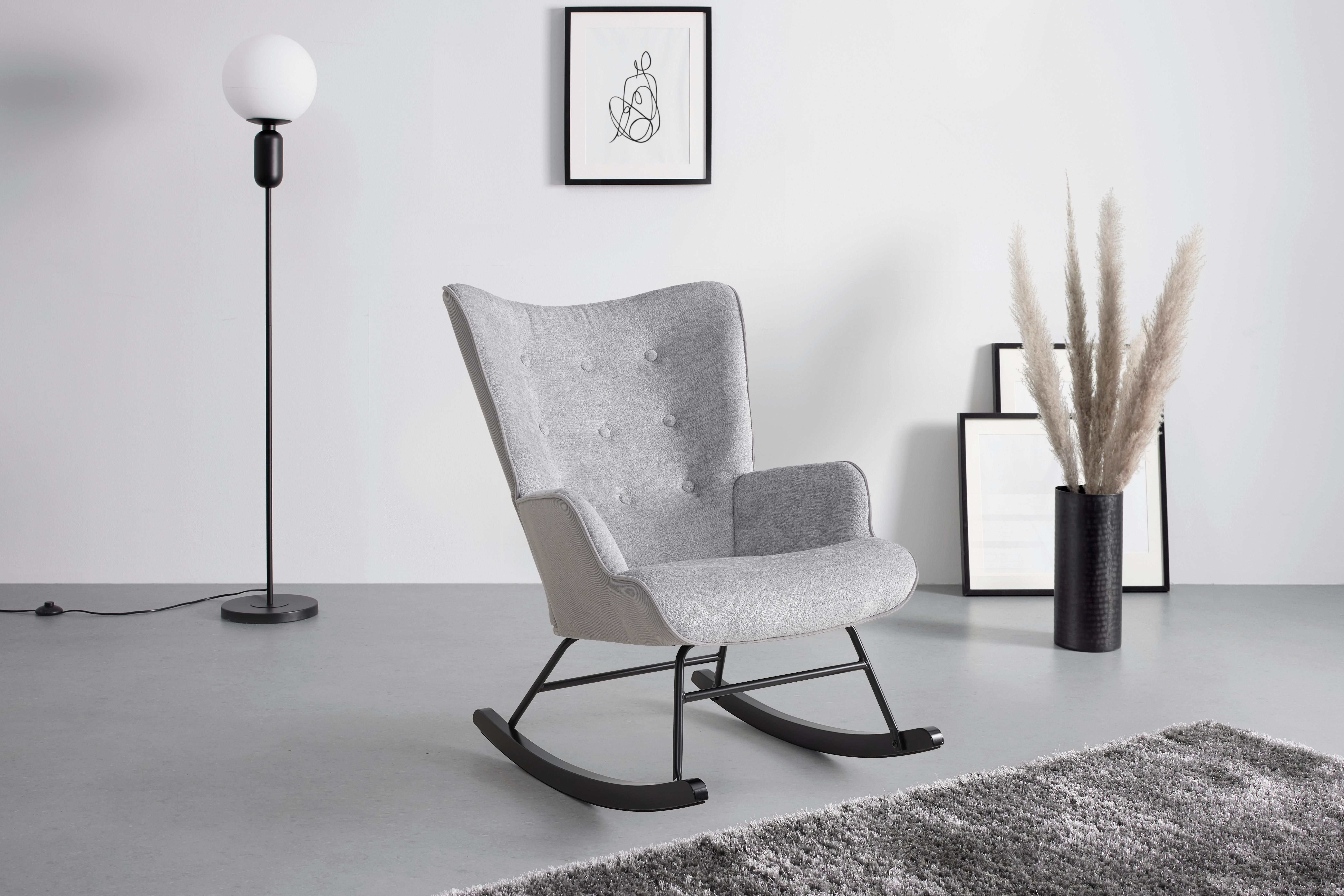 GUNGFÅTÖLJ ROCK - grå/svart, Modern, metall/trä (66/90/77cm) - Mömax