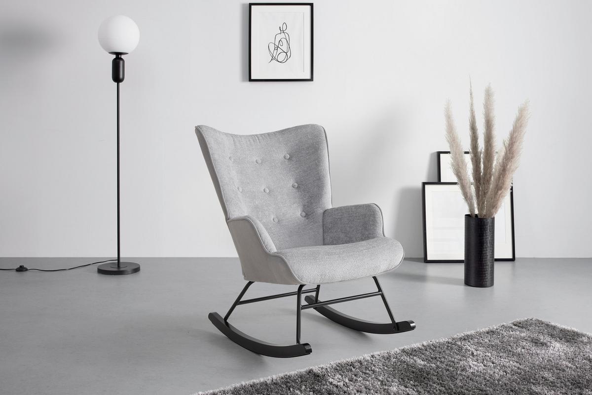 Schaukelstuhl Rock Grau/Schwarz - Schwarz/Grau, MODERN, Holz/Textil (66/90/77cm) - Mömax