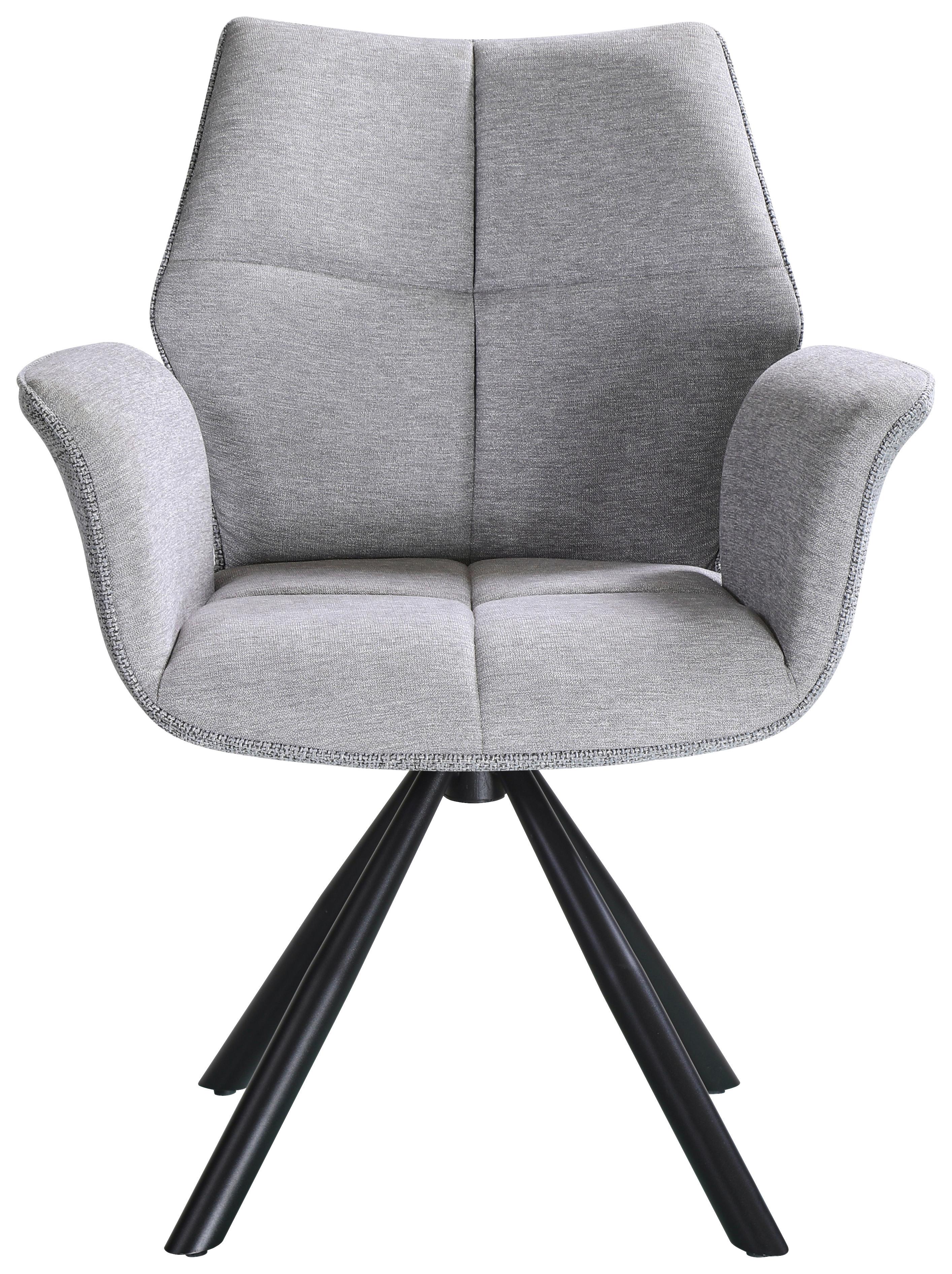 Armlehnstuhl Antonia Grau - Schwarz/Grau, MODERN, Textil/Metall (45/88/62cm) - Mömax