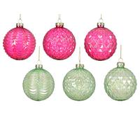 Glob de Crăciun din sticlă cca. 8 cm Elsie - verde deschis/roz, Basics, sticlă (8cm)