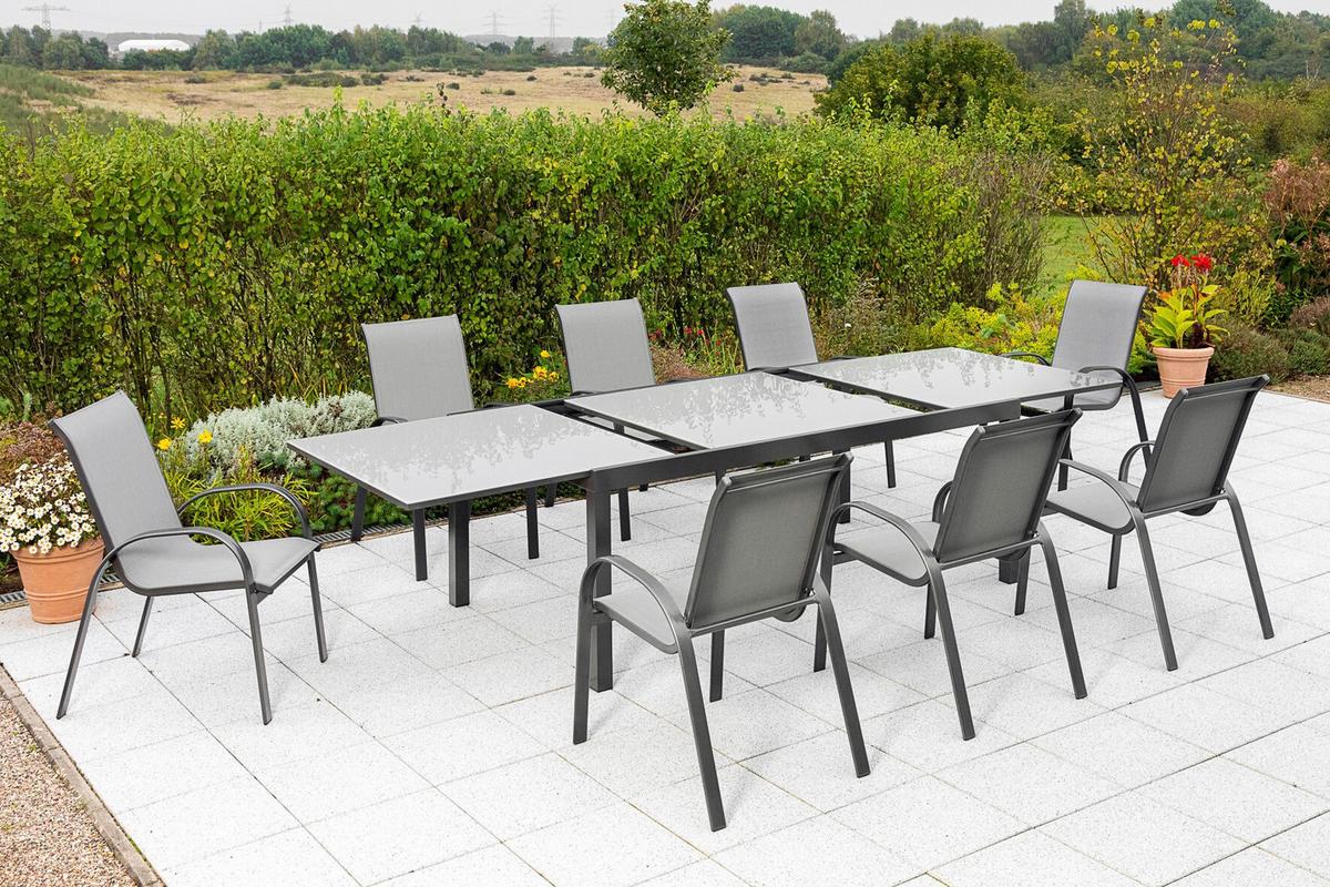 Vrtni Set Amalfi, 9-Delni - srebrne barve/siva, Moderno, kovina/tekstil - Gardenson
