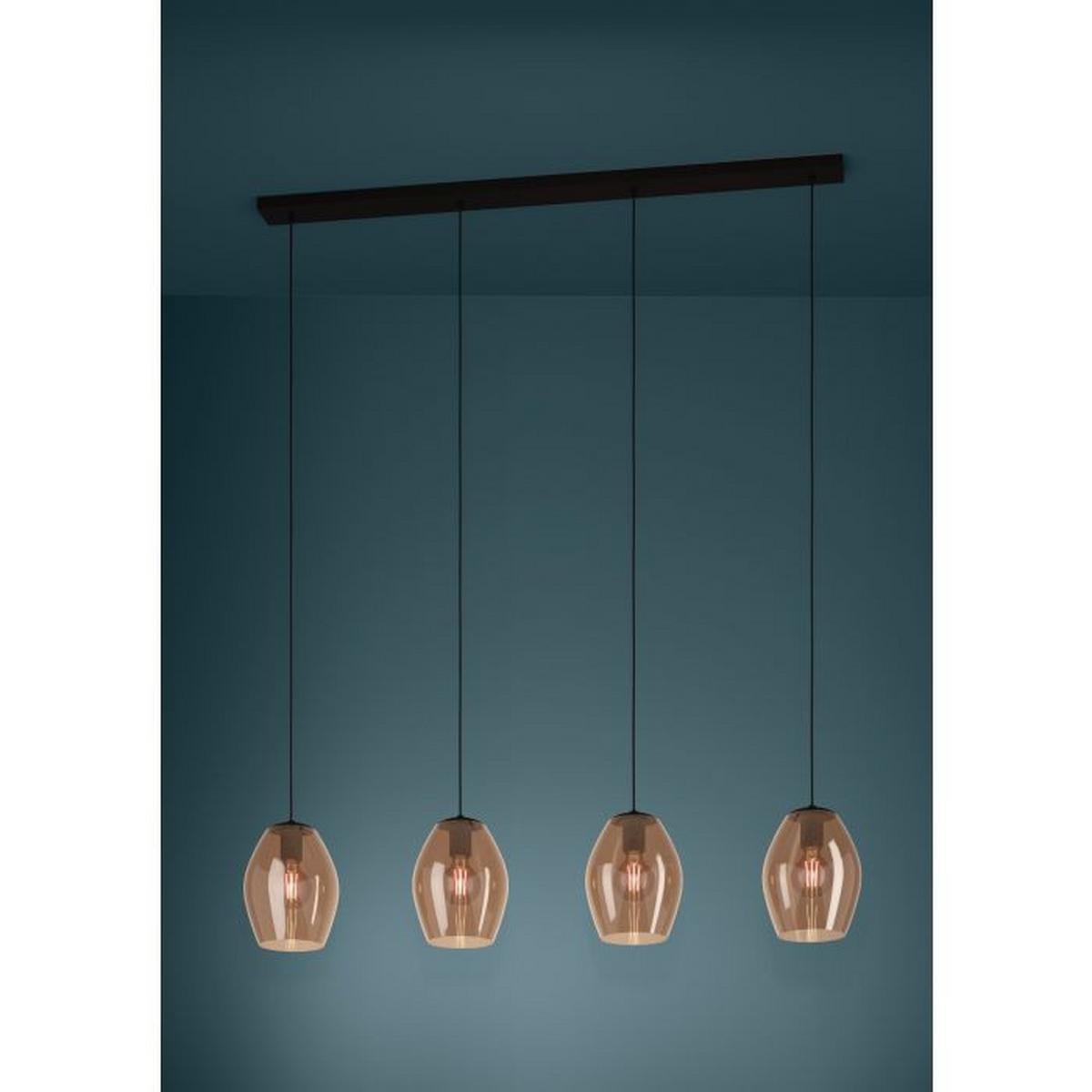 Hängeleuchte Estanys 1 - Schwarz, Basics, Glas/Metall (124/19/150cm) - Eglo
