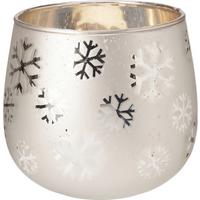 Teamécsestartó Snowflake - aranyszínű/fehér, üveg (13/12,5cm)