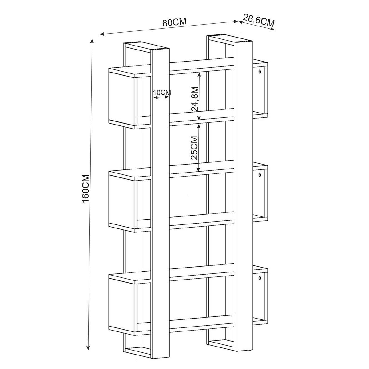 BÜCHERWAND MILANO BÜCHERREGAL - Weiss, Design, Holzwerkstoff (80/160/29cm) - Livetastic