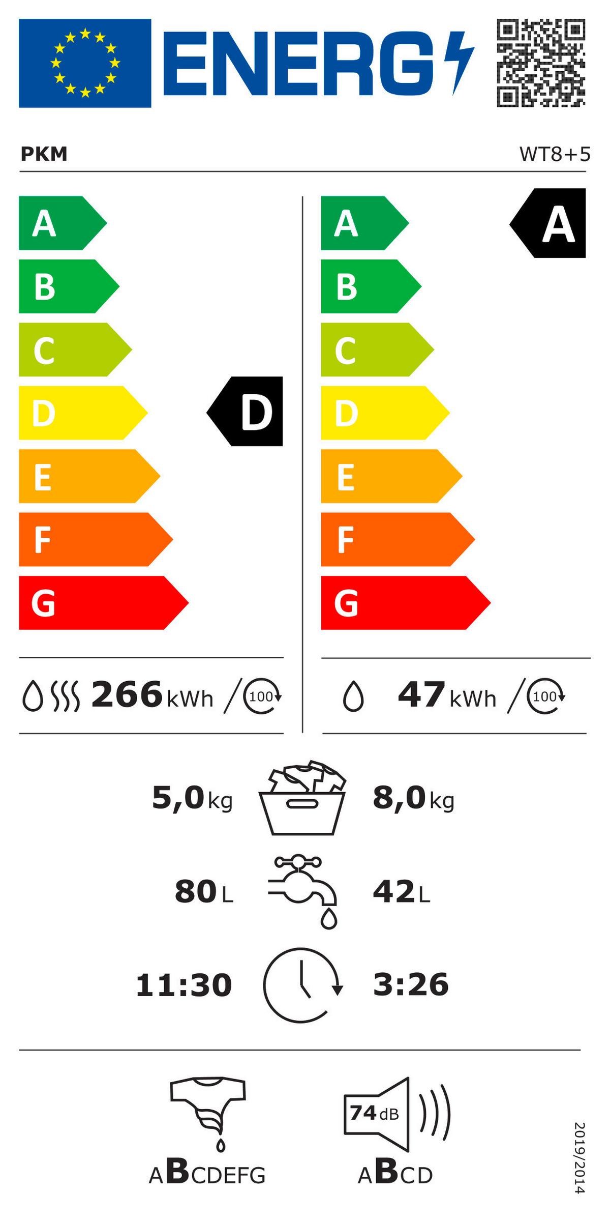 Waschtrockner WT8+5 in Weiß - Weiß, Trend (59,5/84,5/54cm) - PKM