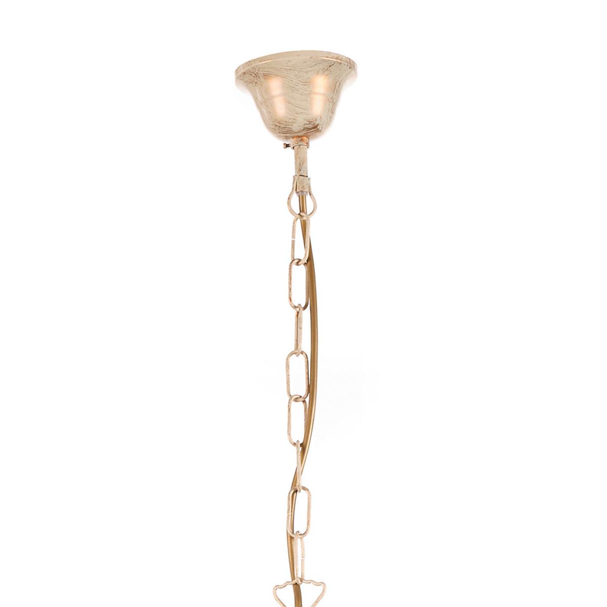 Kronleuchter Vanda Weiß/Beige max. 6 Watt - Beige/Weiß, Natur, Glas/Metall (90/90/130cm)