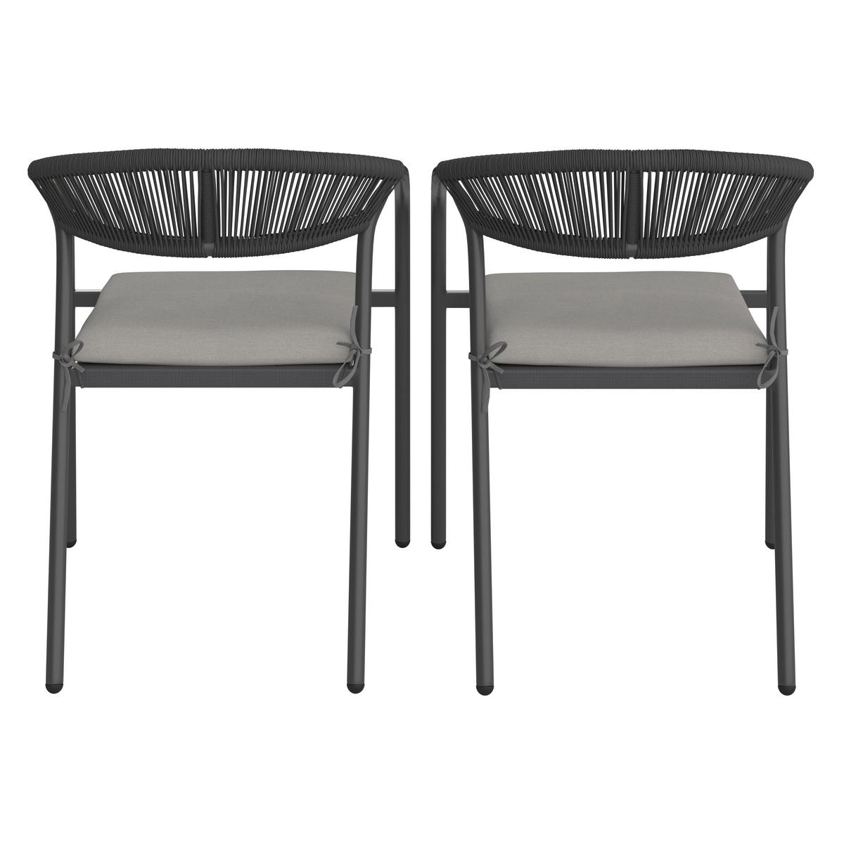 Kerti Karosszék Szett Párnával Benicio 2db/szett - fekete/sötétszürke, Modern, műanyag/textil (56/80/64cm) - Bessagi Garden