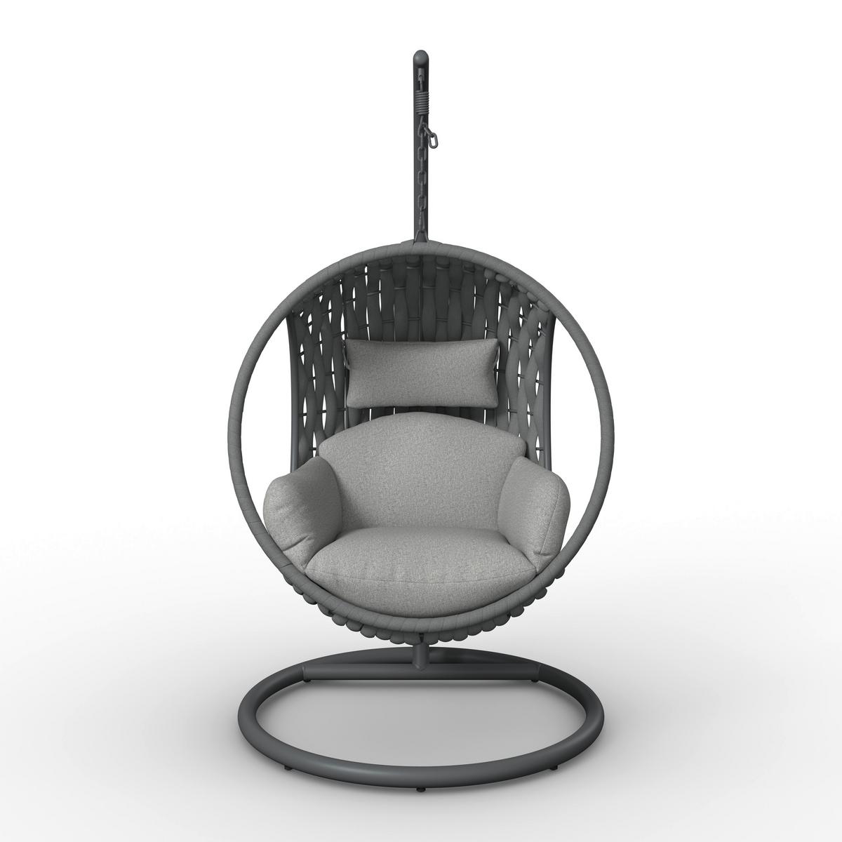 Hängesessel Mira Hellgrau Outdoorstoff/Metall/Kunststoff - Hellgrau, MODERN, Kunststoff/Textil (107/196/120cm) - Bessagi Garden