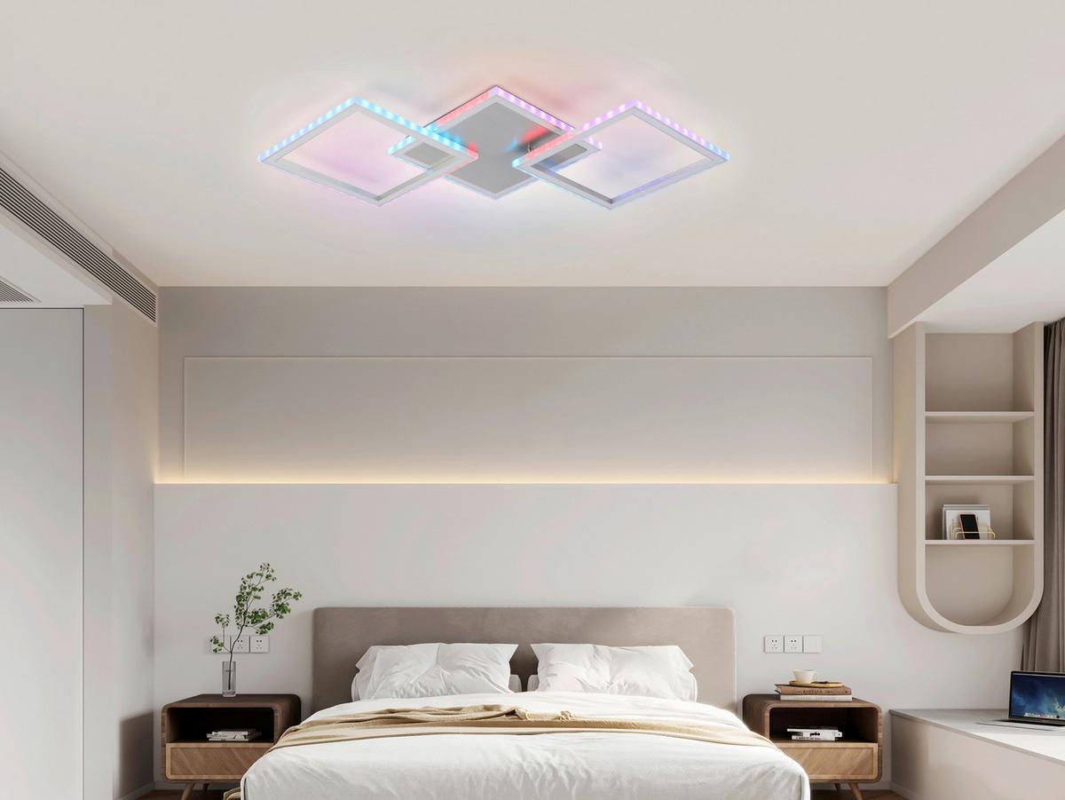 Led Mennyezeti Lámpa Qinton - alumíniumszínű, Romantik / Landhaus, műanyag/fém (95/44/7,3cm) - Premium Living