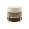 Hocker Creme/Braun ca. 48,5x46 cm - Goldfarben/Creme, Basics, Holzwerkstoff/Textil (48,5/46/48,5cm) - Kayoom