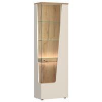 Vitrină CUT OUT - cașmir/culoare lemn stejar, Modern, sticlă/material pe bază de lemn (60/198/40cm) - Premium Living