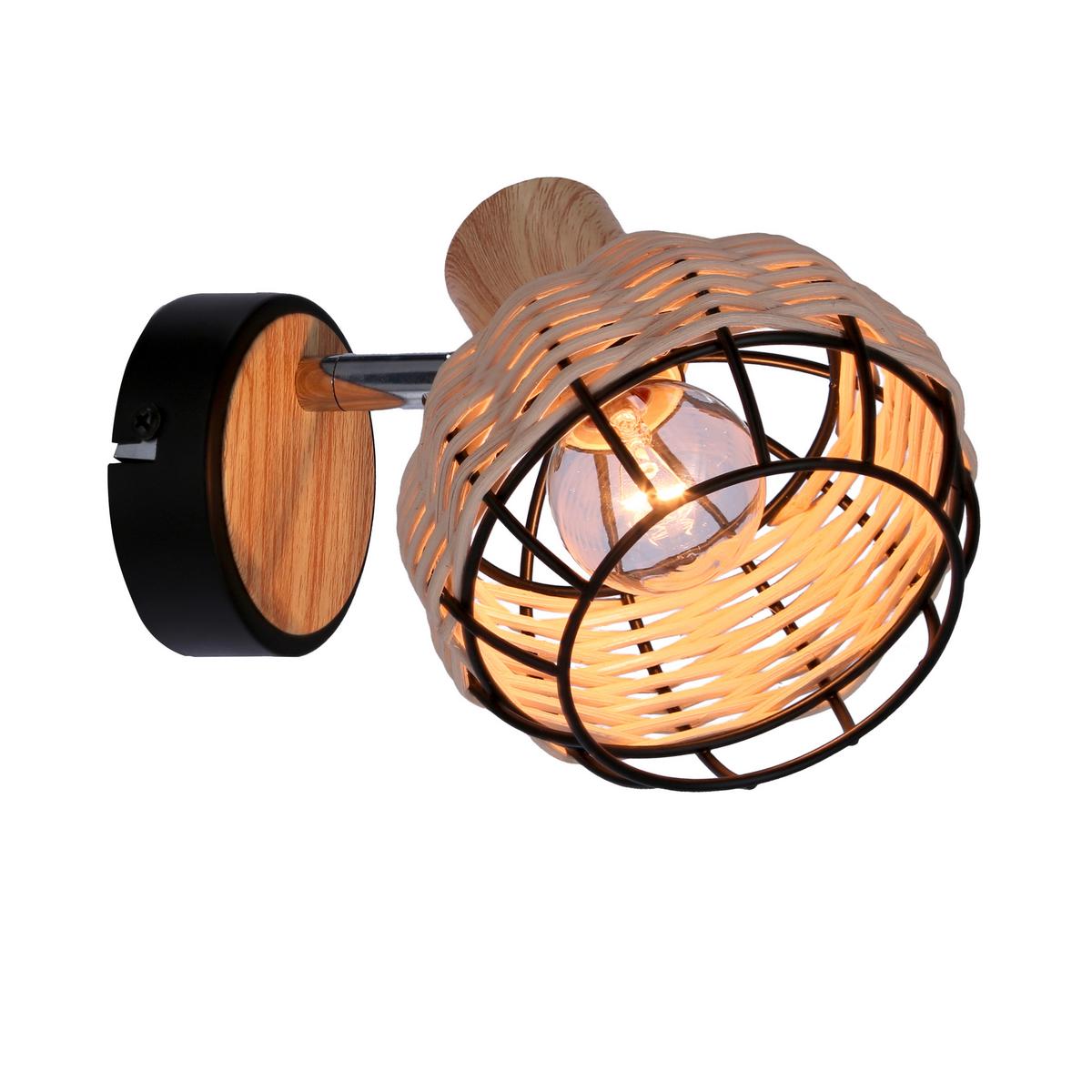 Reflektor Tajga - crna, Natur, drvo/metal (18/12/14cm)