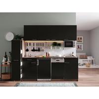 Küchenblock Oliver mit Geräten ca. 225 cm Schwarz - Eichefarben/Schwarz, Basics, Holzwerkstoff/Kunststoff (225cm) - Respekta