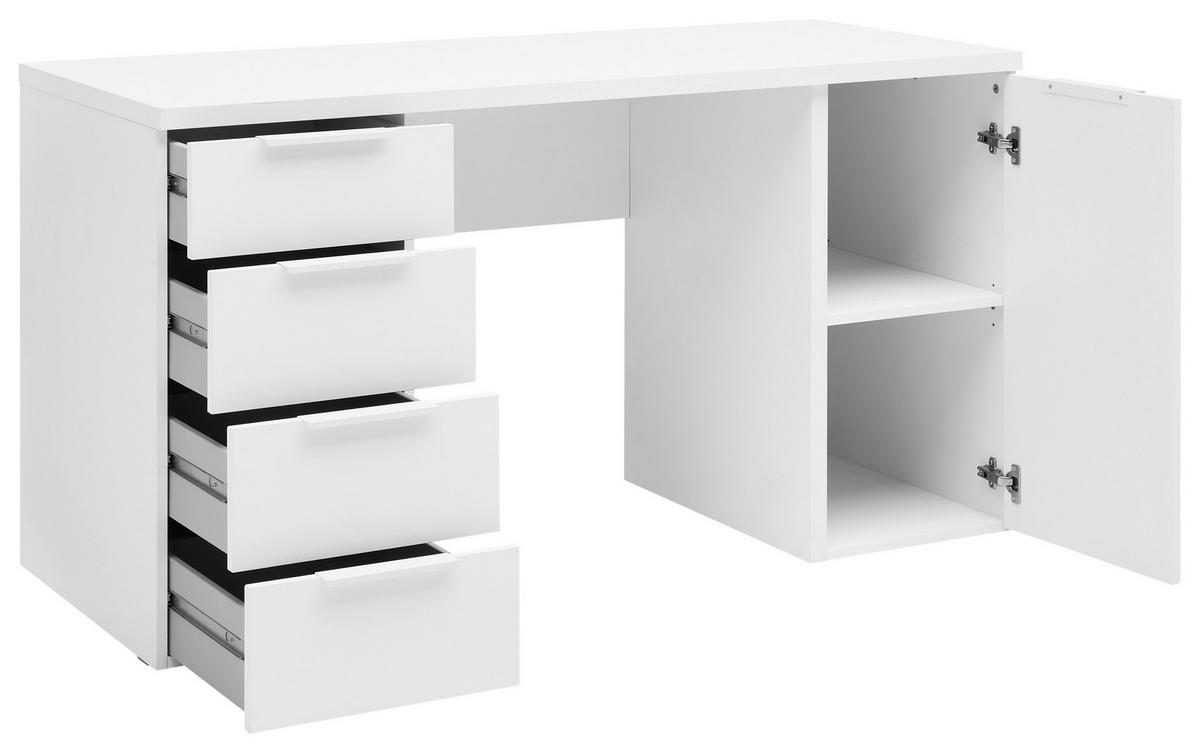 Schreibtisch Carlos Weiss CARLOS WEISS - Weiß, MODERN, Holzwerkstoff (146/75/60cm) - Mömax