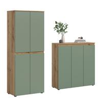 Garderobenschrank Scarpa Graugrün/Eiche - Eichefarben/Schwarz, Design, Holzwerkstoff/Kunststoff (190/175/37cm) - Livetastic