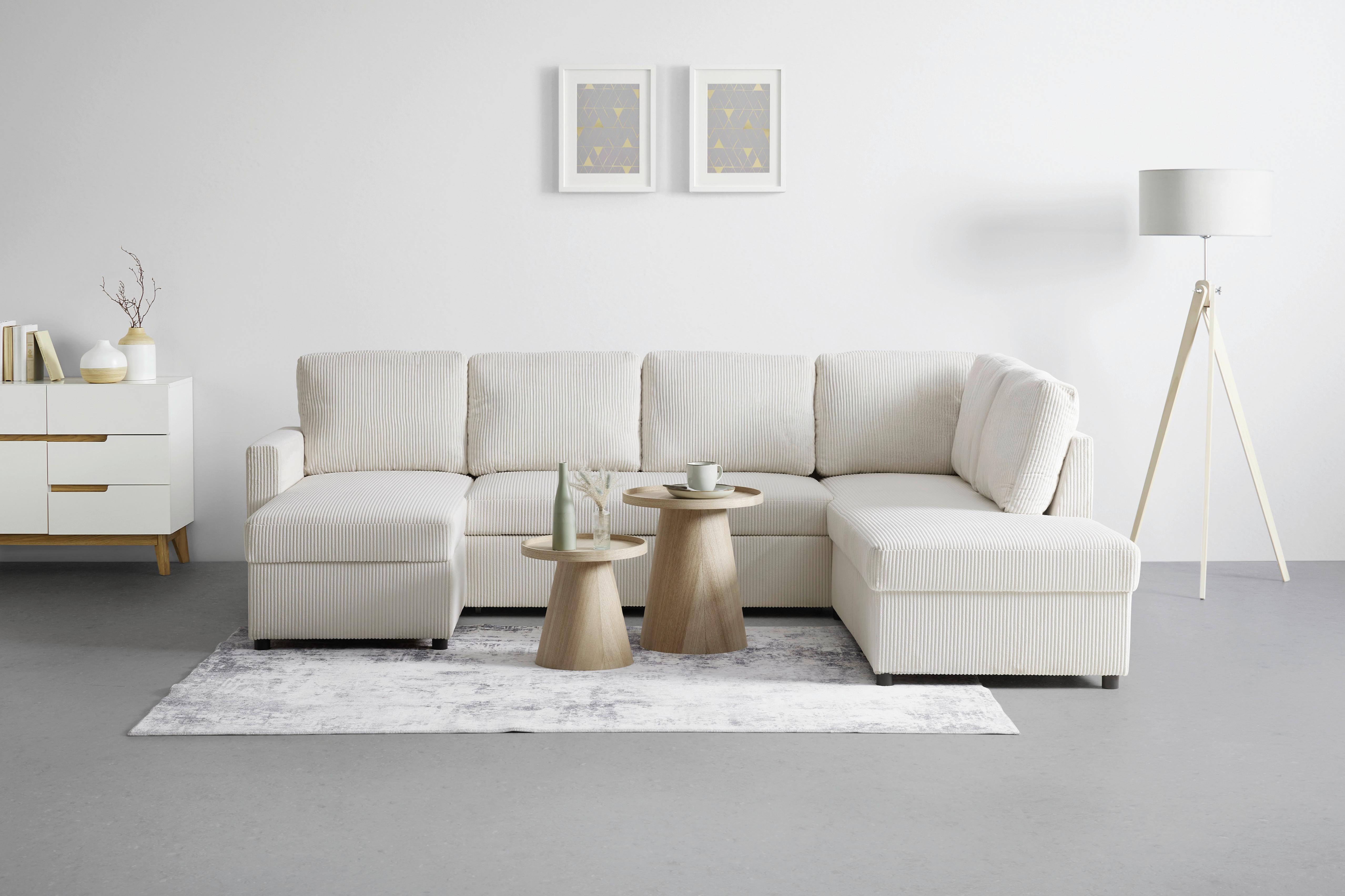 Wohnlandschaft Martina Acv Rechts Pearl - Beige/Schwarz, MODERN, Holz/Holzwerkstoff (276/89/204cm) - Mömax