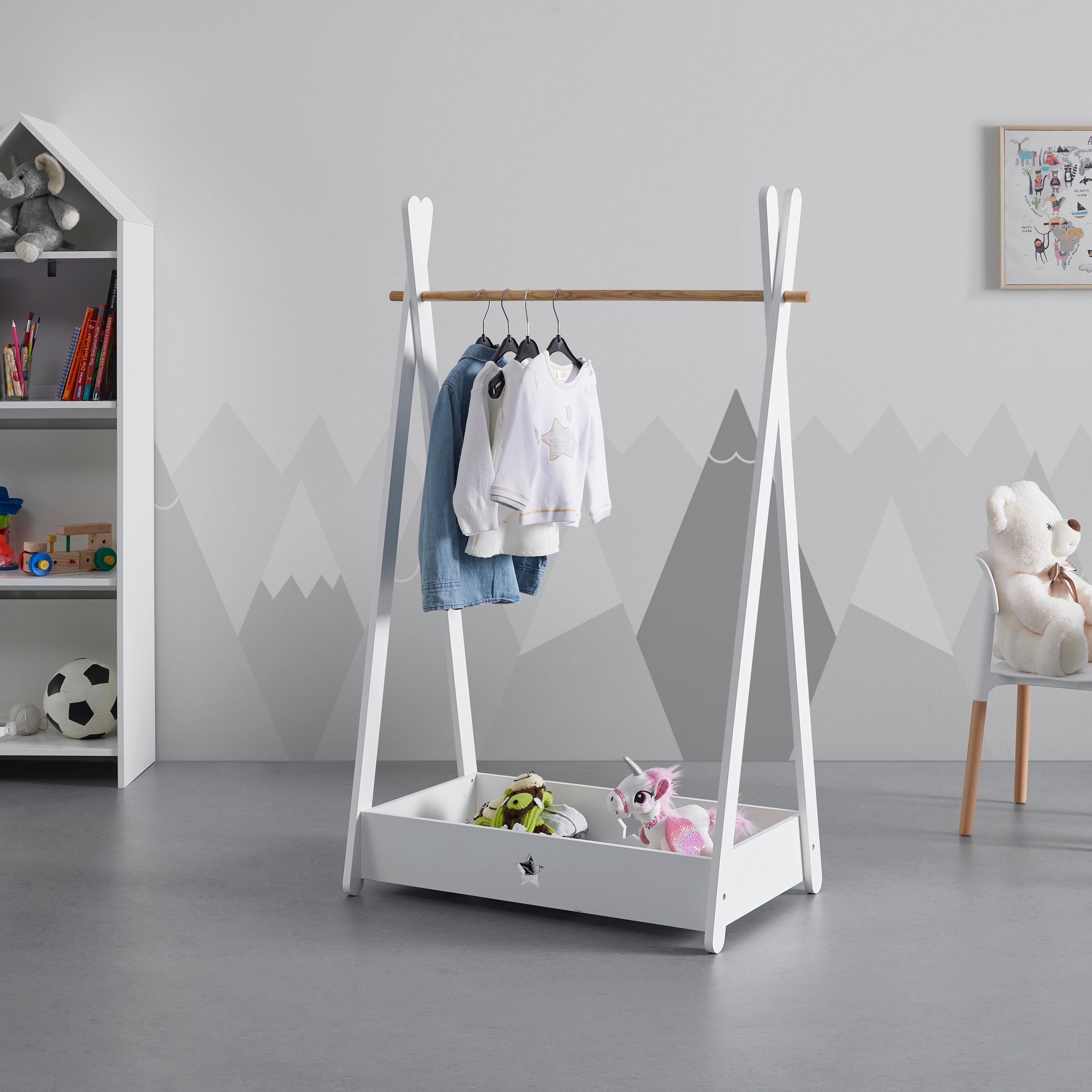 Kinderkleiderschrank weiß, "Lia" - Weiß, MODERN (73/126/43cm) - Bessagi Kids