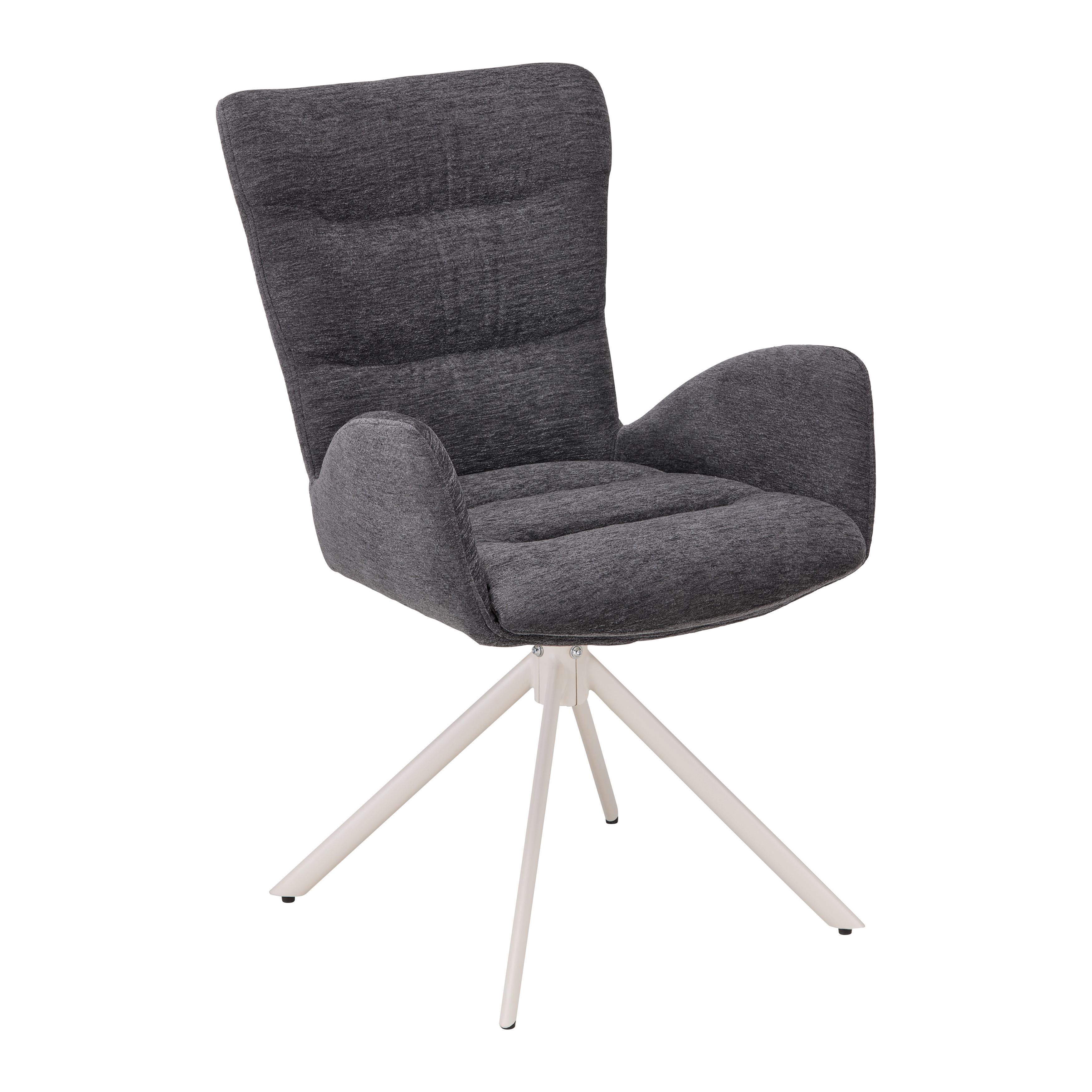 STOL MED ARMSTÖD STELLA - beige/grå, Design, metall/textil (58/91/65cm) - Mömax