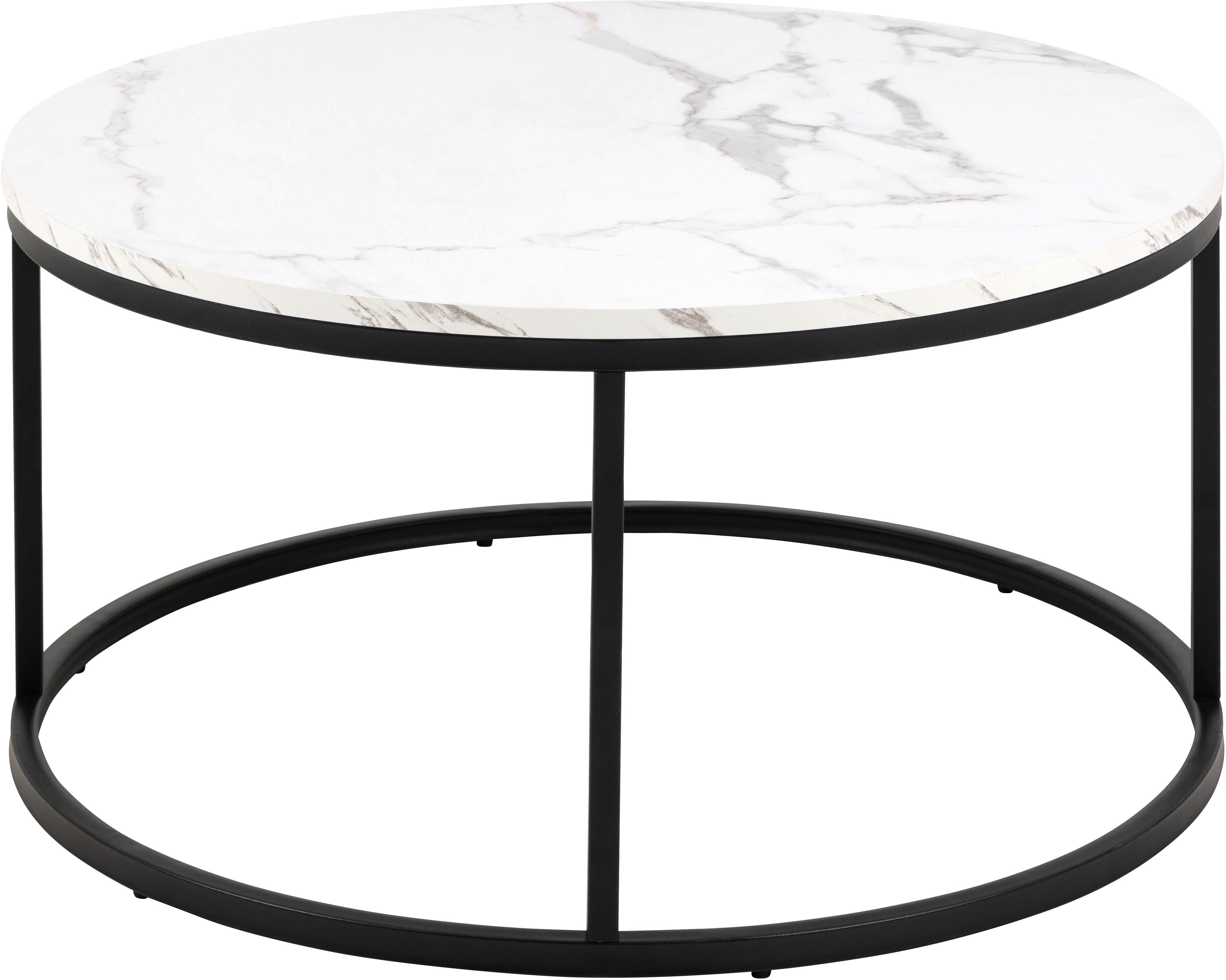 Măsuță de cafea SPIRO - alb/negru, Trend, metal/material pe bază de lemn (80/40cm) - Modern Living