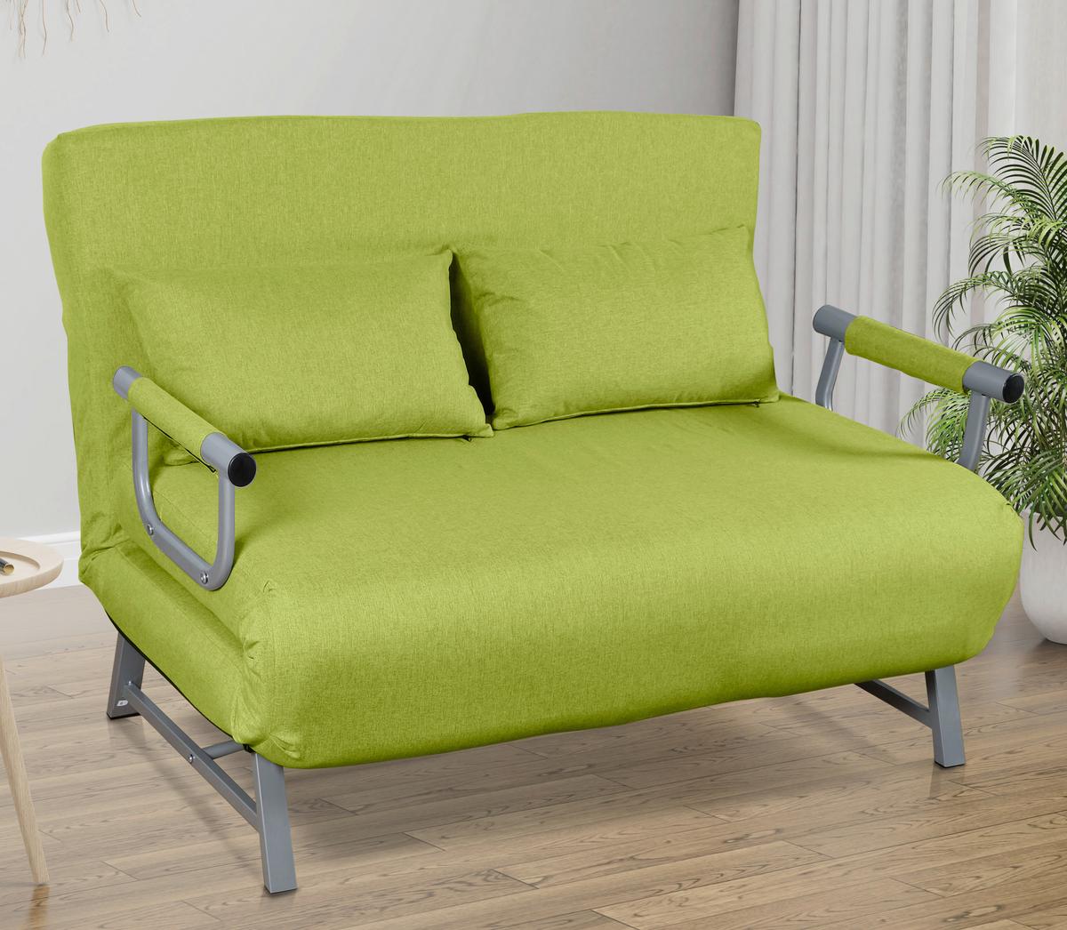 Zofa S Funkcijo Ležišča Kolino Ii, Zelena - siva/zelena, Moderno, kovina/tekstil (127/95/78cm) - MID.YOU